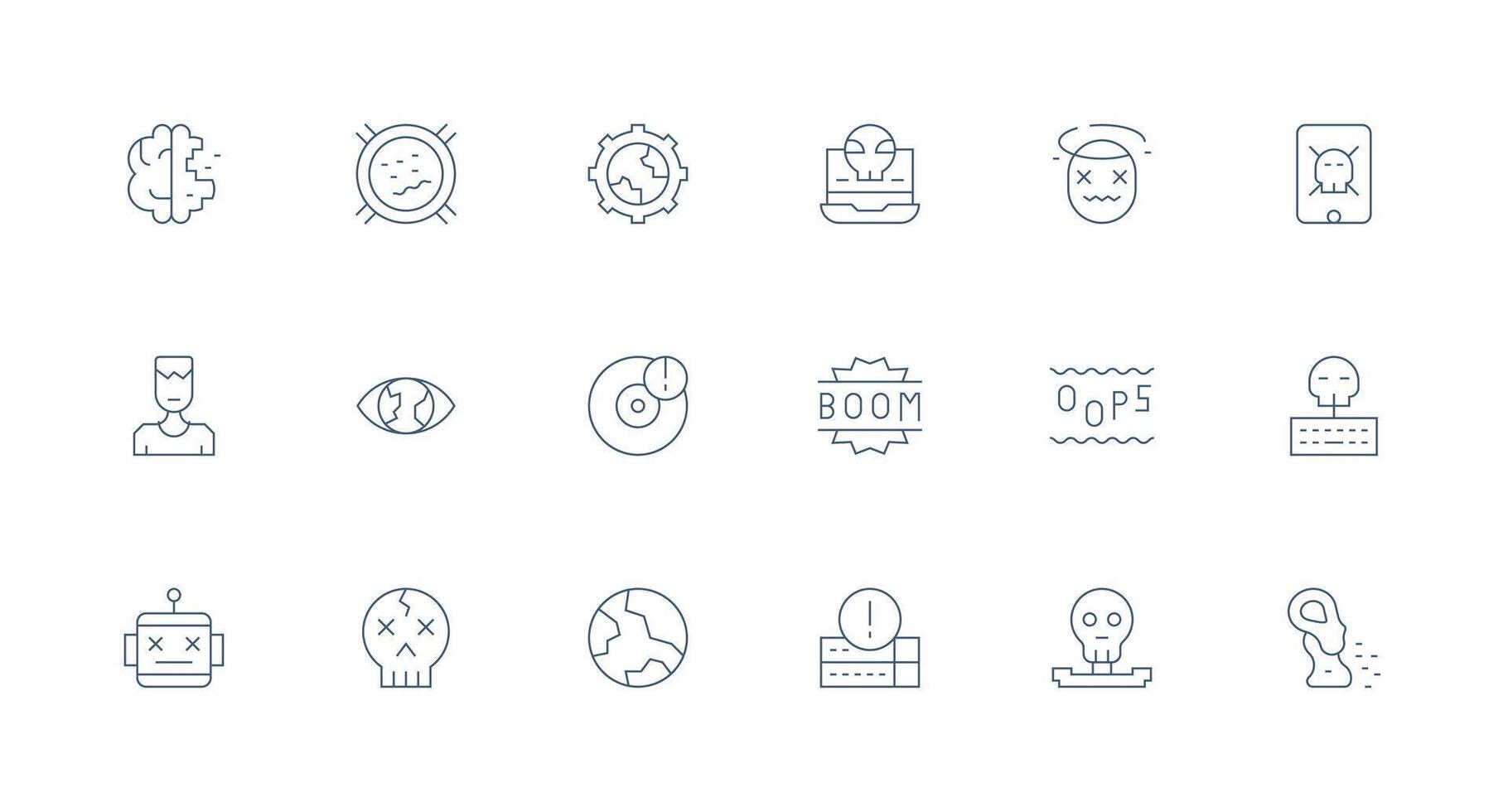 System Failure including 18 Minimal Line Illustrations Full Icon Library for UI Designers vector