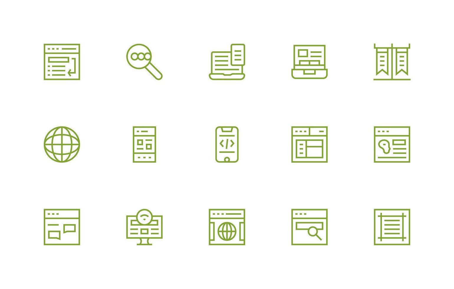 15 Webpage Icons in Regular Line Aesthetic Simple Icons for Interface and Wireframes vector