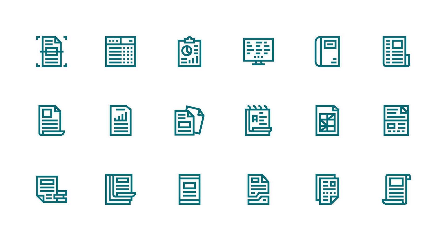 Excel Set with 18 Strong Stroke Line Icons Multi-Purpose Icon Set vector