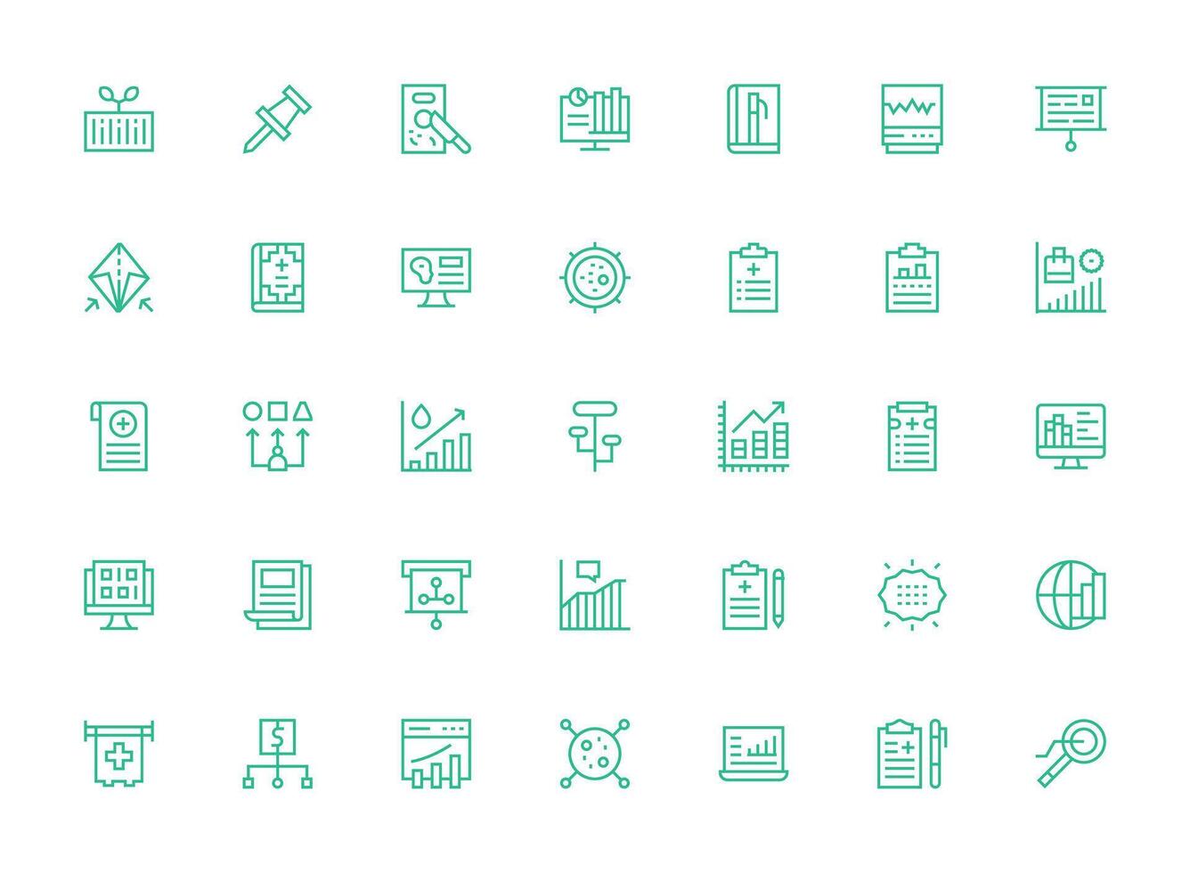 35 Regular Clean Line Designs for Chart Icons Clean Icon Set Icon Pack for UI Projects vector