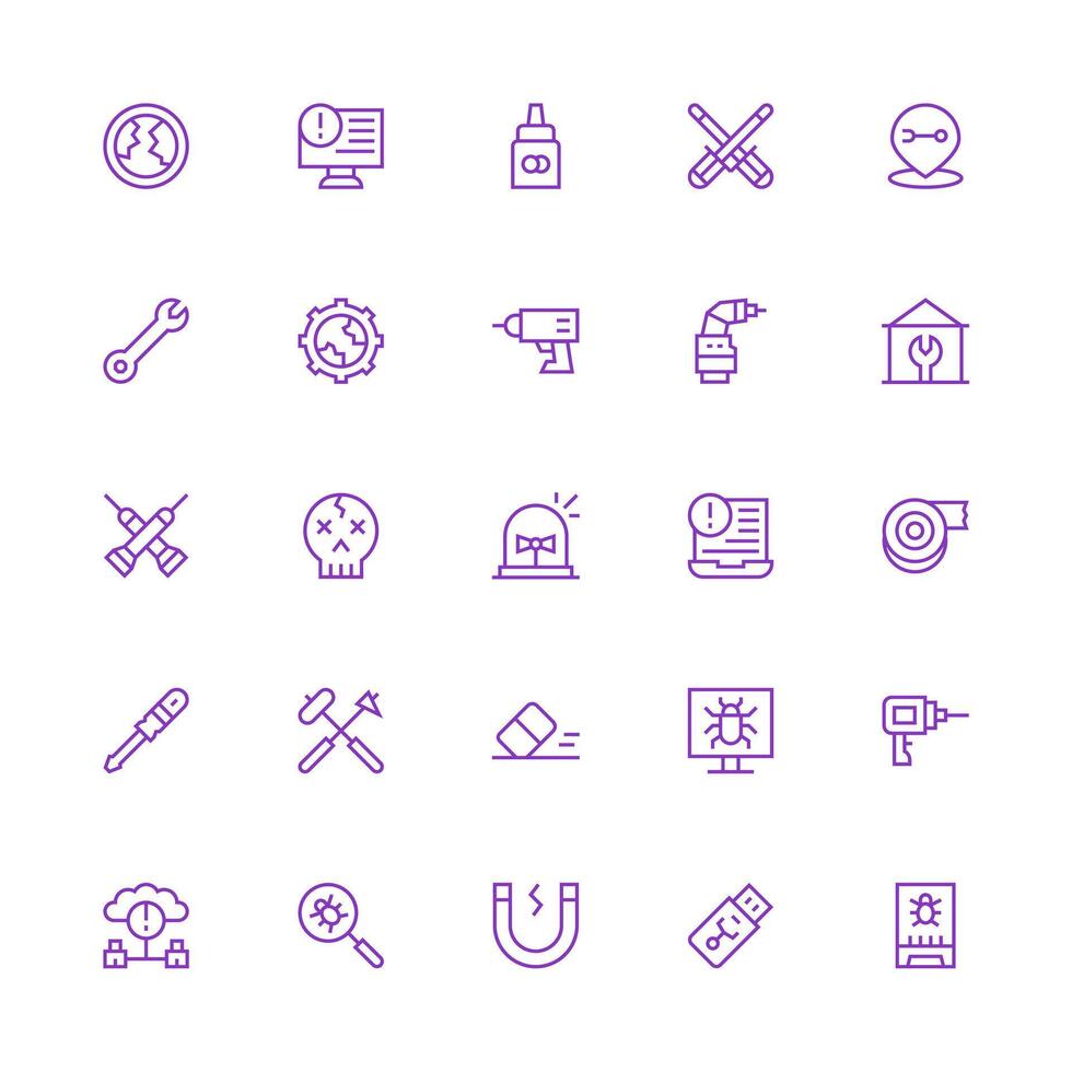 Fix featuring 25 Icons in Medium Stroke Outline Design Clean Icon Set Icon Pack for UI Projects vector