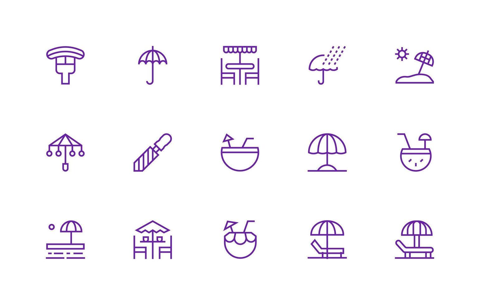 15 Regular Line Style Icons from Umbrella Collection Fully Editable Icon Set for Web vector
