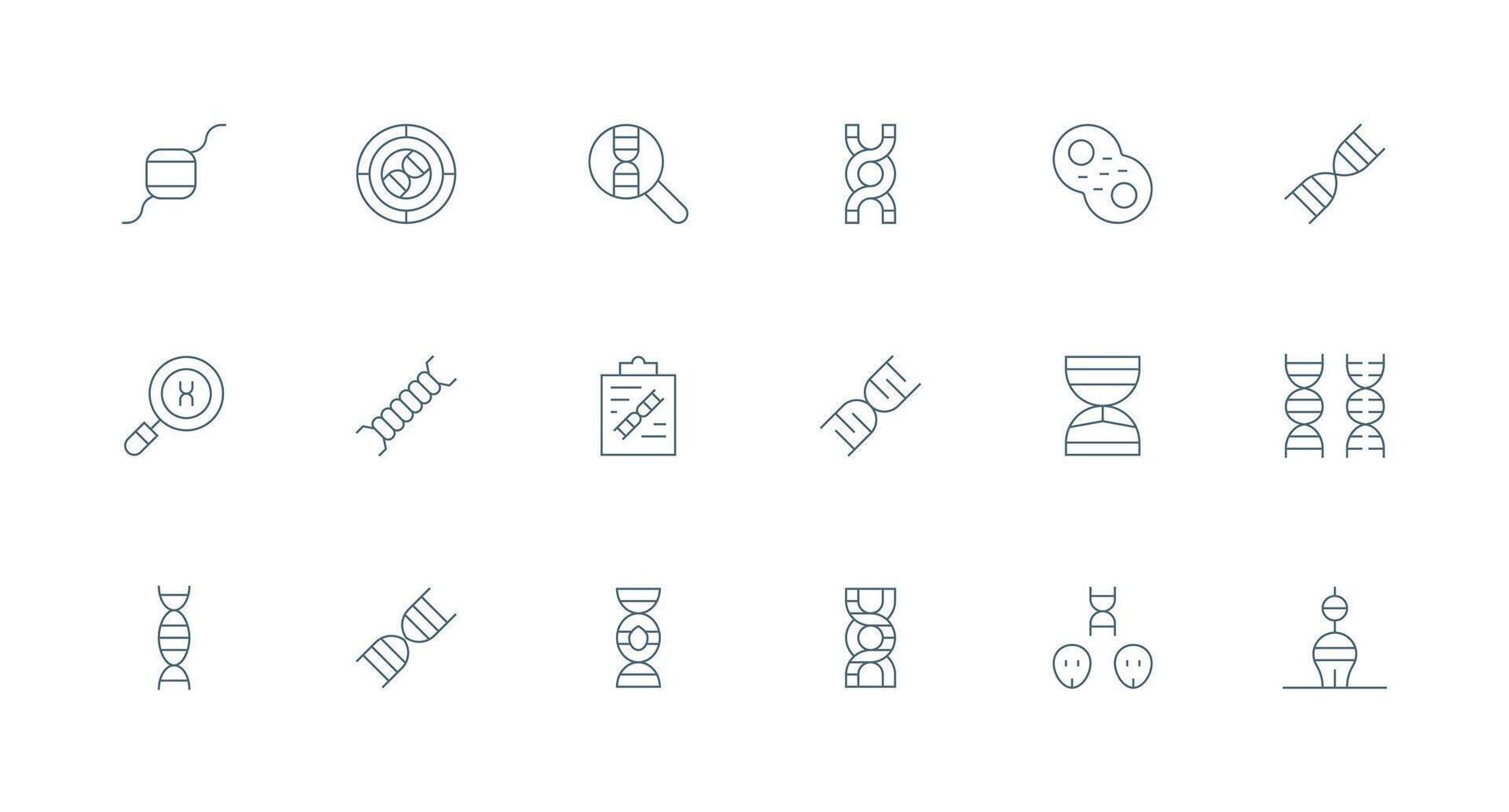18 Minimal Line Icons for Chromosome Graphics Full Icon Library for UI Designers vector