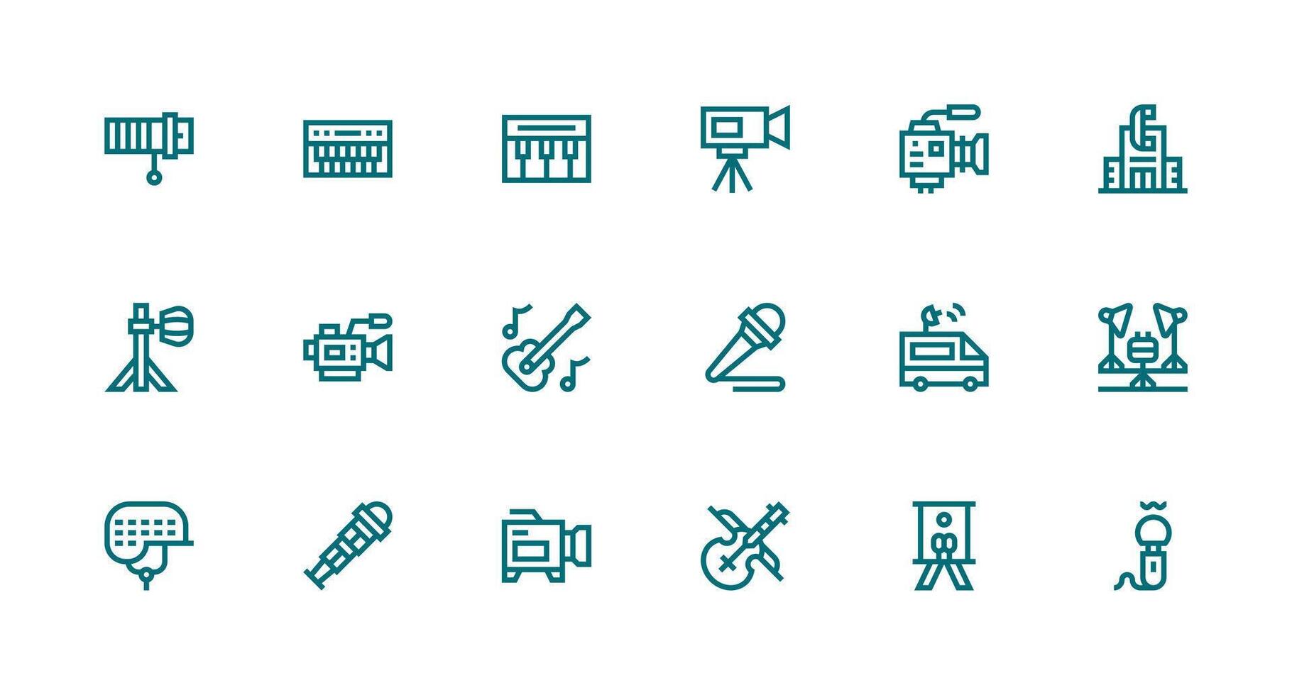Strong Stroke Line Style Studio Icons with 18 Vectors Icons Built for Visual Consistency Pack
