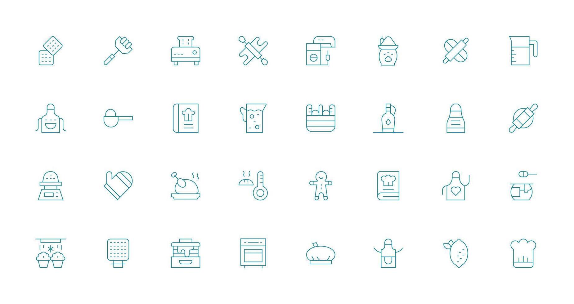 Baking Set with 32 Thin Line Icons Icons Built for Visual Consistency Pack vector