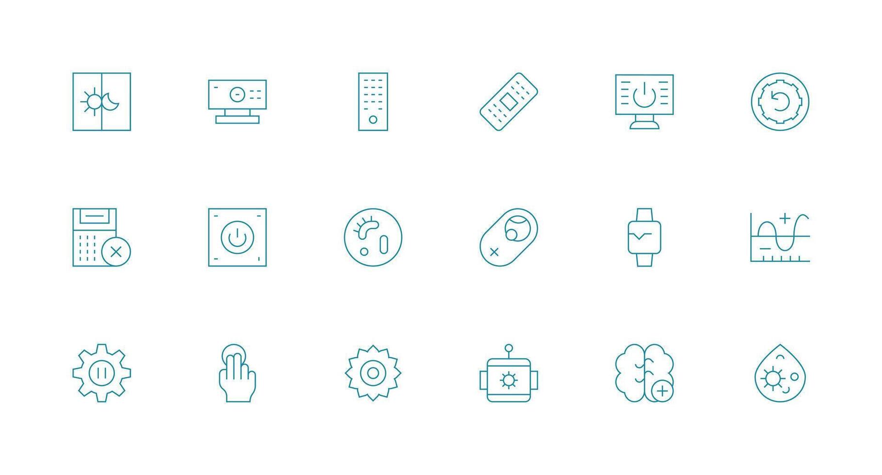 función presentando 18 íconos en mínimo línea diseño ui icono conjunto vector