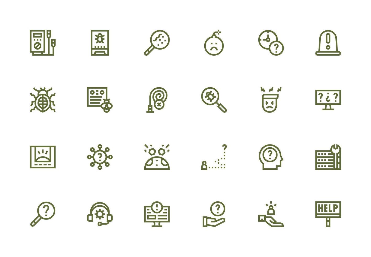 Troubleshooting Set with 24 Thick Line Line Icons Reliable Icons for All Interfaces vector