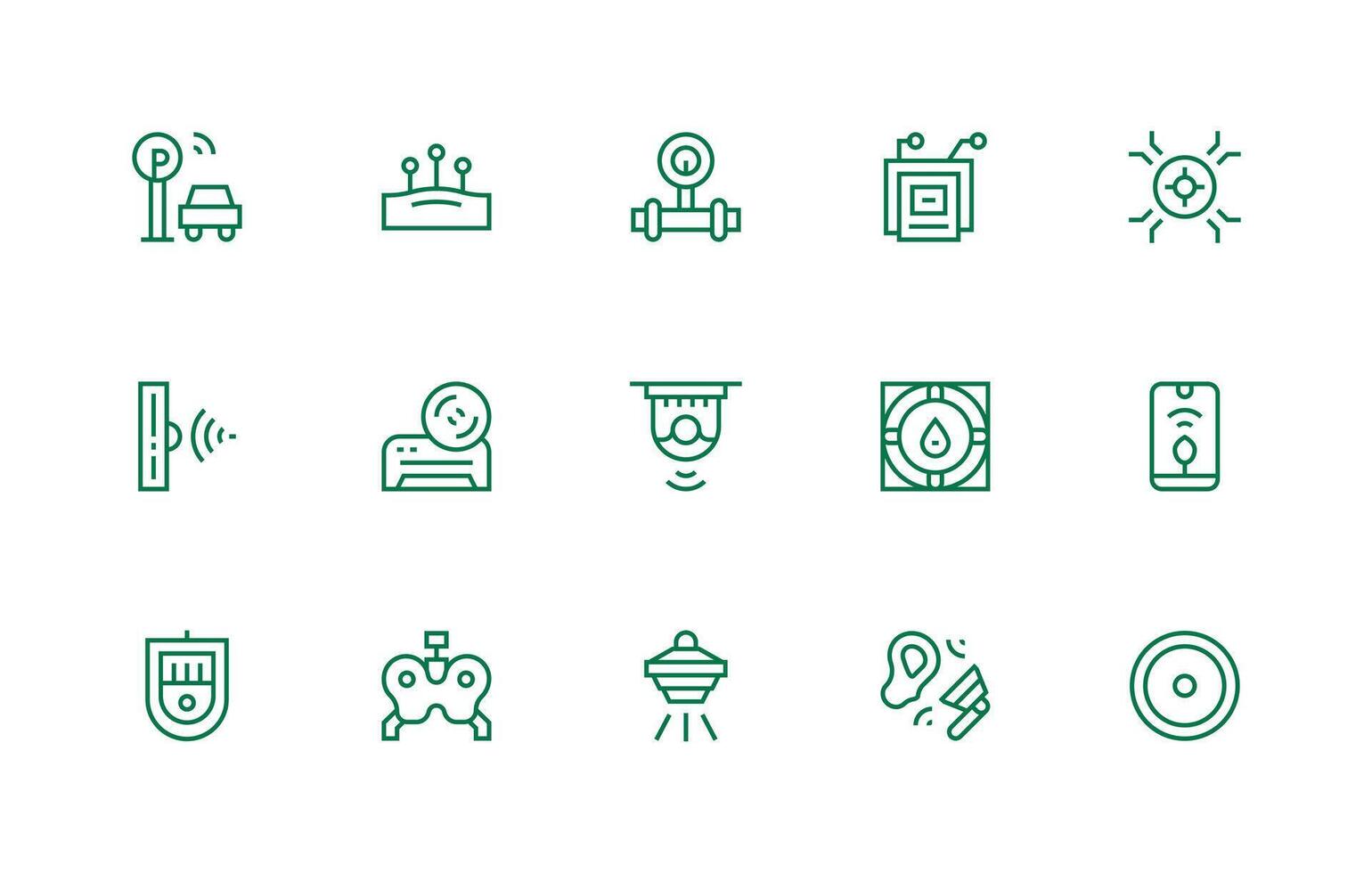 Sensor Icon Set with 15 Regular Line Graphics Essential Icon Set for Teams vector