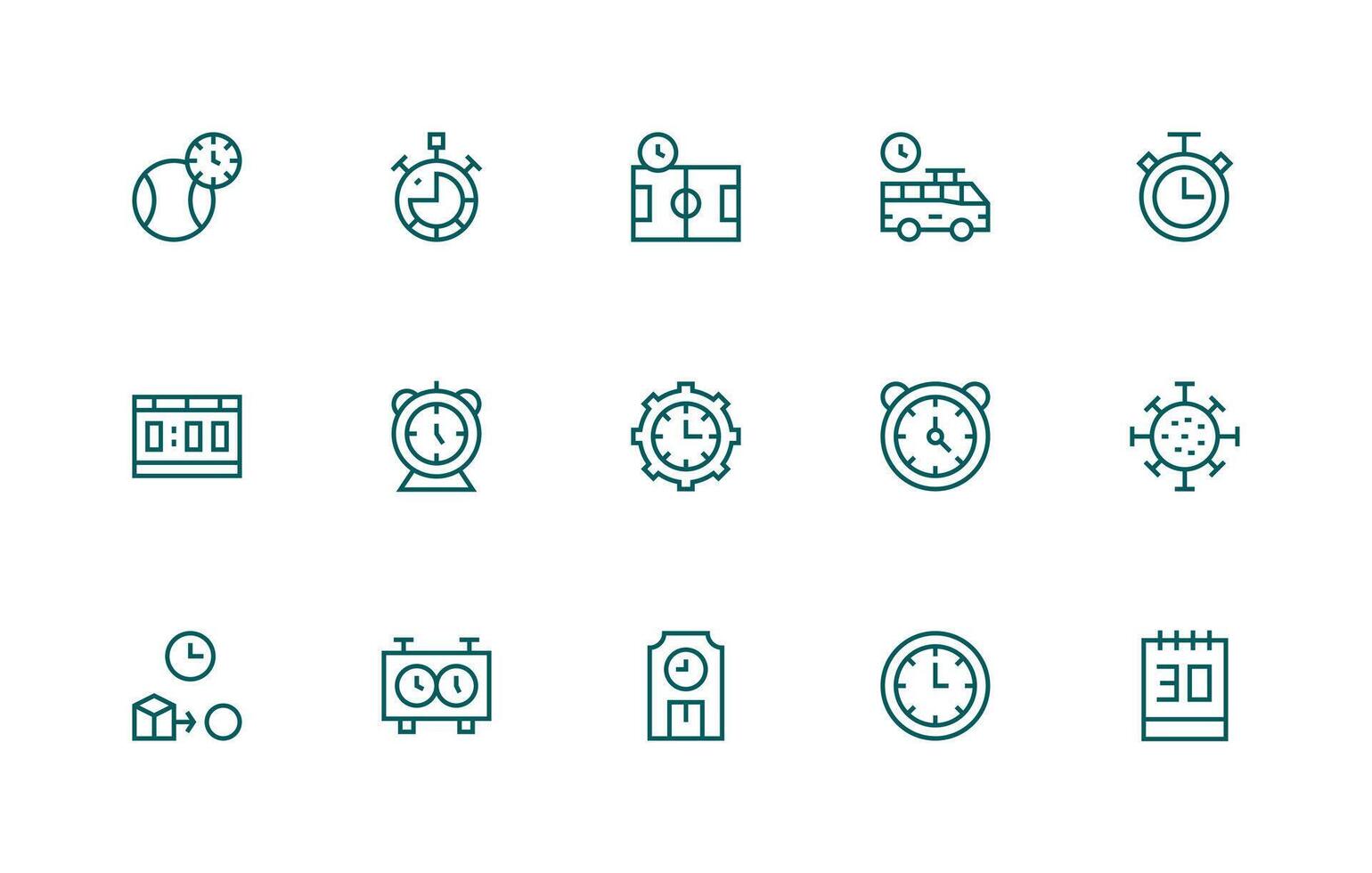 Countdown Icon Set with 15 Regular Line Graphics All-Purpose Icon Design Pack vector