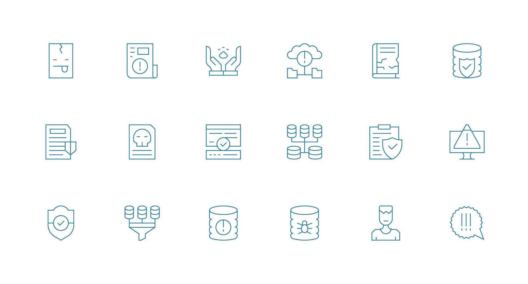 Minimal Line Style Data Integrity Icons with 18 Vectors Full Icon Library for UI Designers
