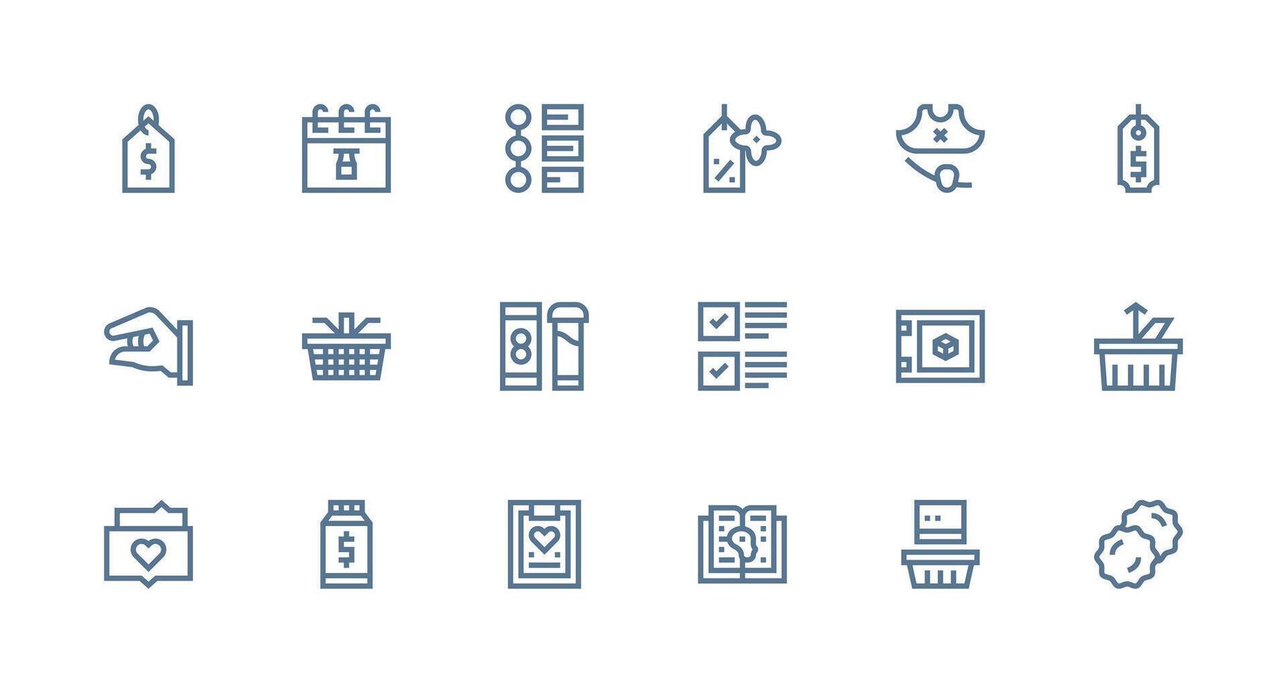 Item Icon Set with 18 Strong Stroke Line Graphics Versatile Icon Collection for Designers vector