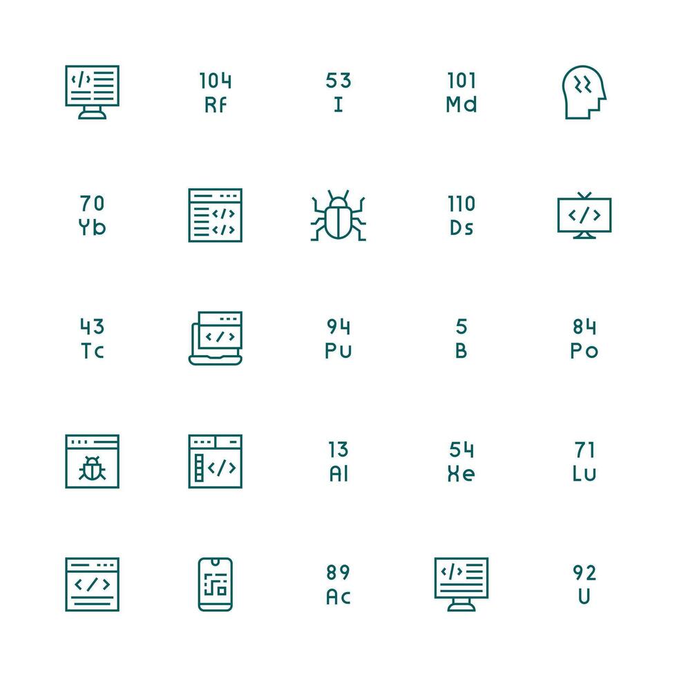 Medium Stroke Outline Icons from Code Set with 25 Vectors High-Resolution Icons for Any Platform