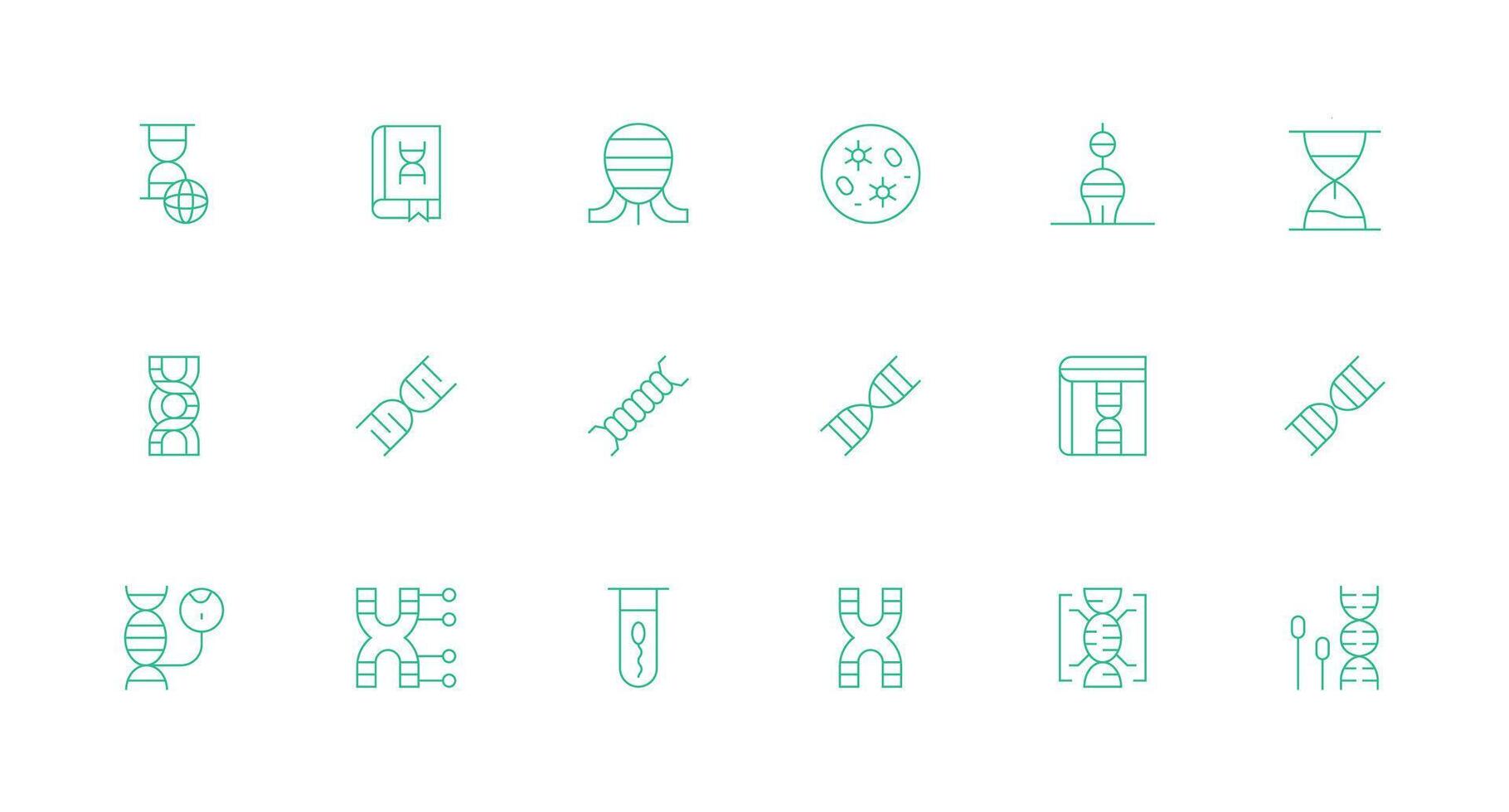 Minimal Line Style Genetics Icons with 18 Vectors Clear and Concise Icon Set Collection