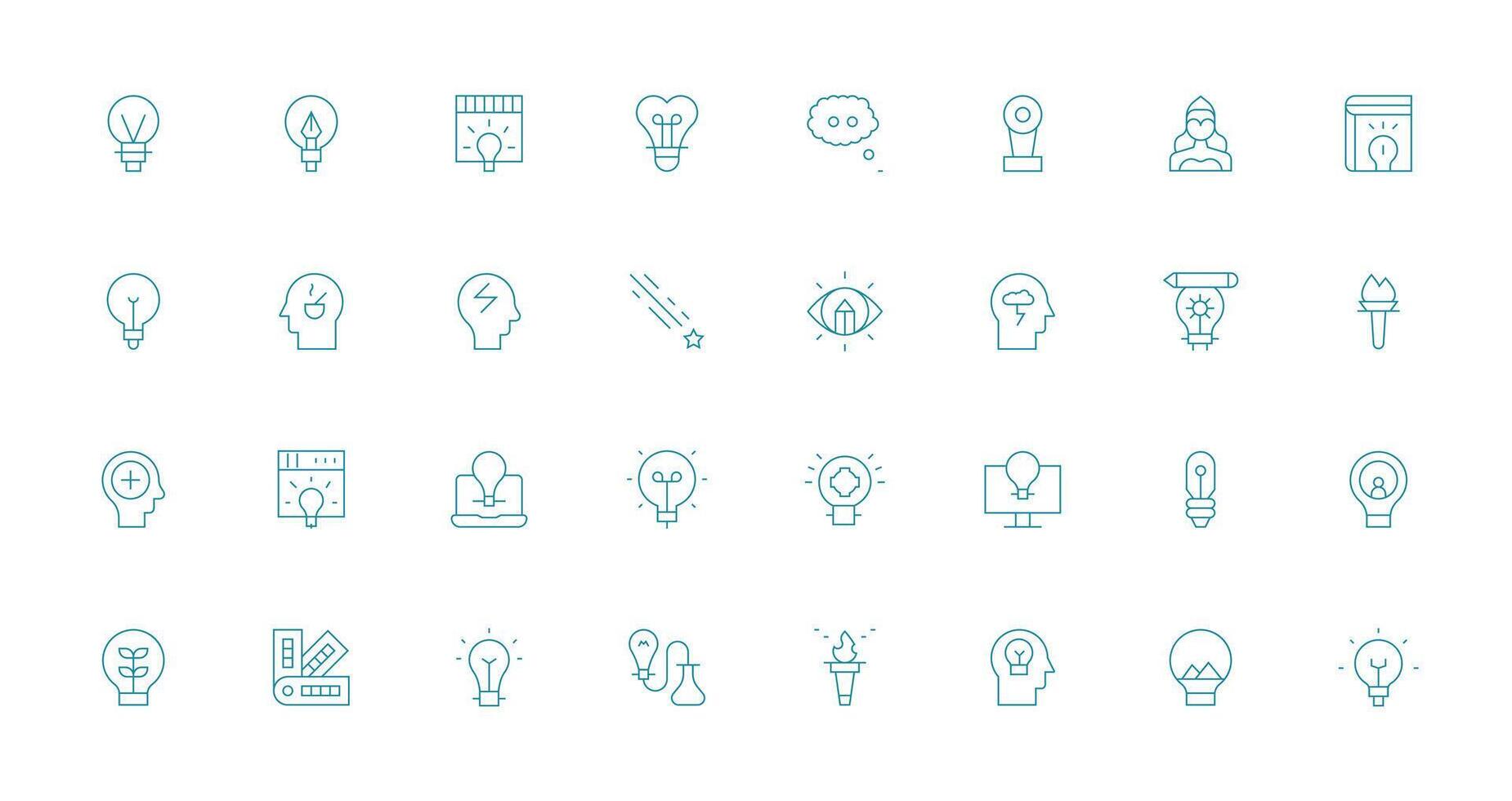 32 Icons for Inspiration in Thin Line Format Multi-Style Icons for Creative Projects vector