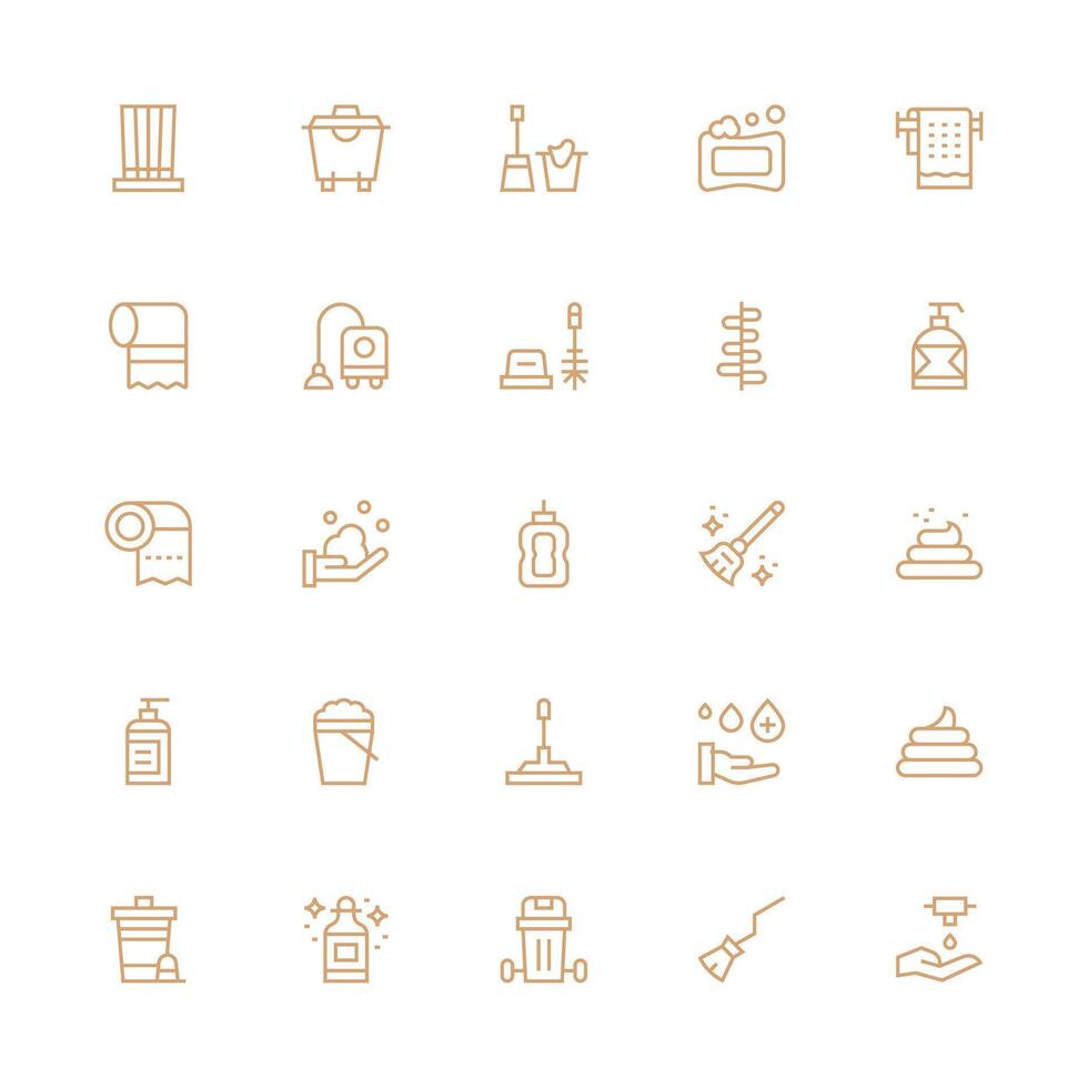 Sanitation Icon Set with 25 Medium Stroke Outline Graphics Clear and Concise Icon Set Collection vector