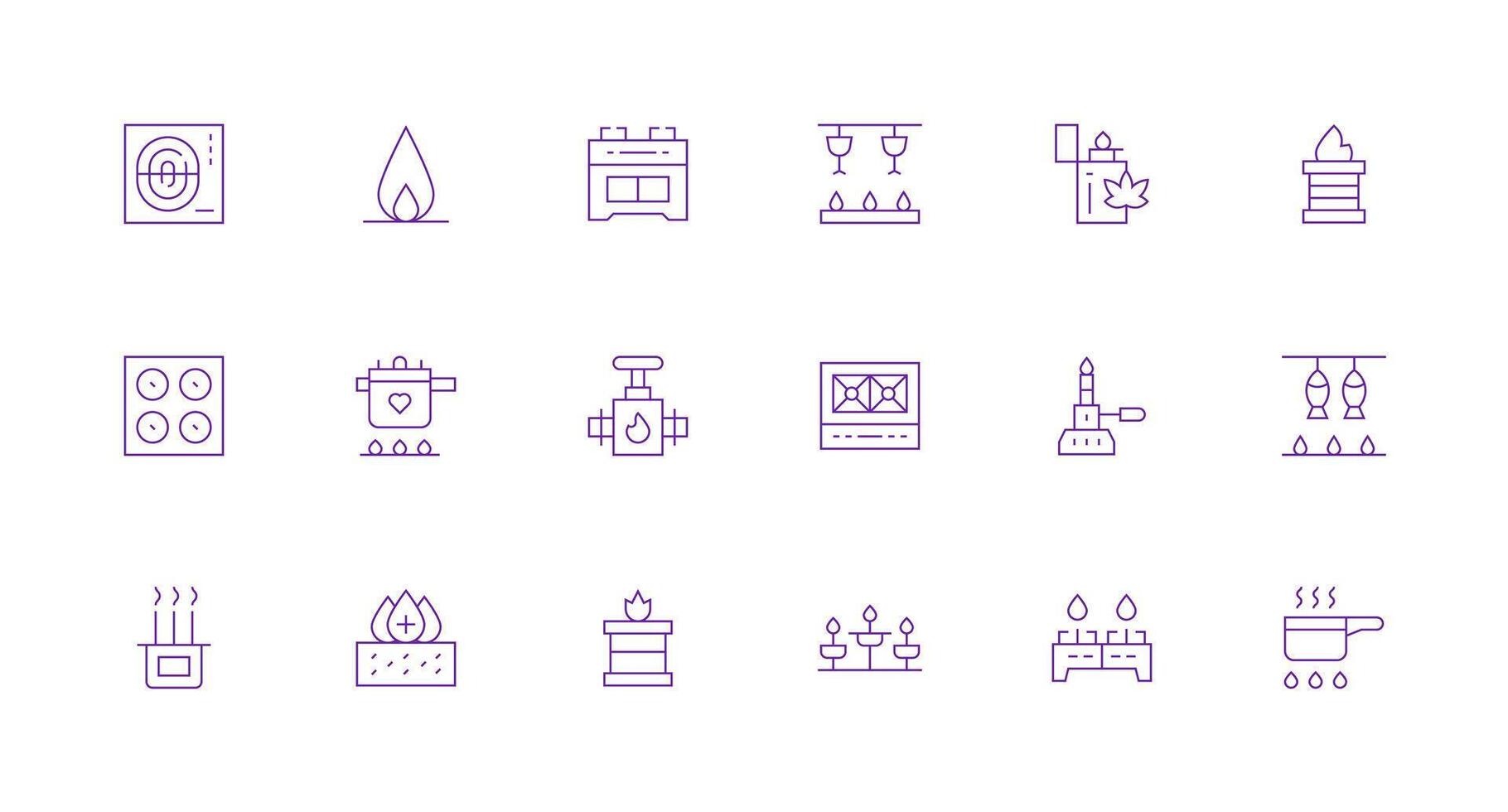 Burner including 18 Minimal Line Illustrations UI Icon Set vector