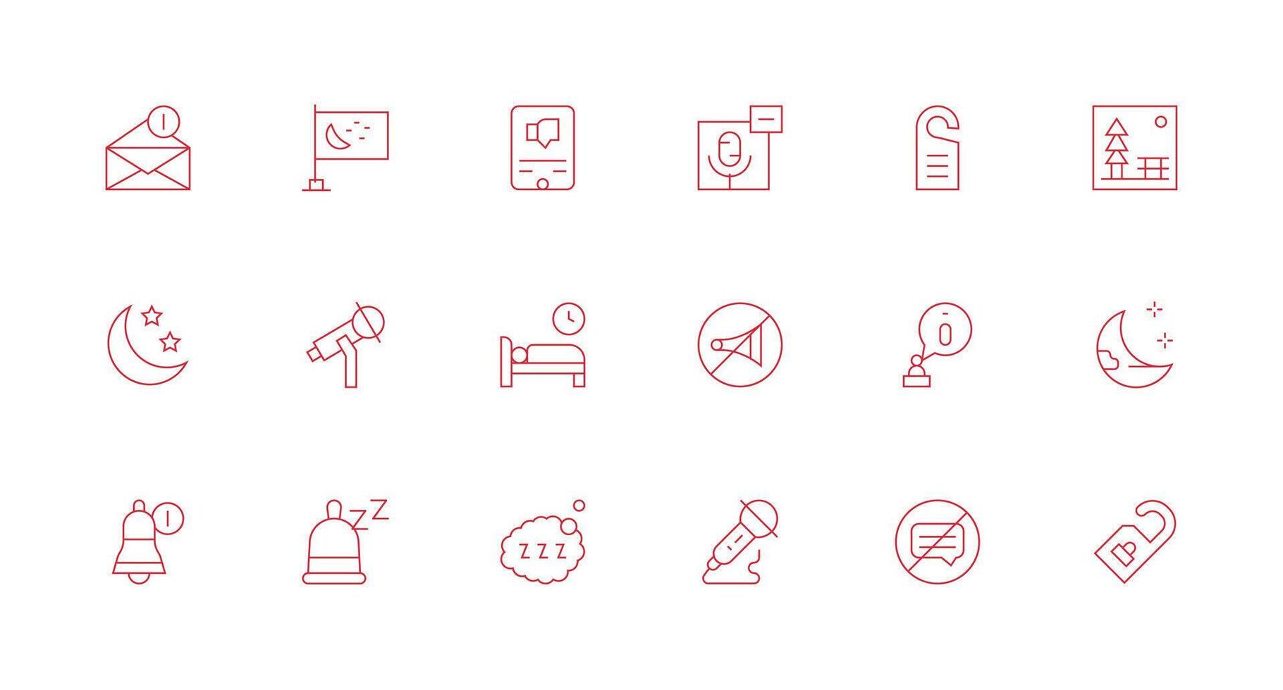 Quiet featuring 18 Icons in Minimal Line Design Interface Icon Collection vector