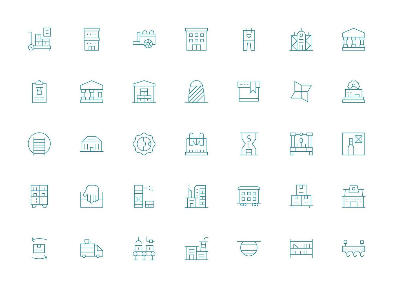 Warehouse Set with 35 Light Line Icons Neatly Designed Icons for Web Platforms vector