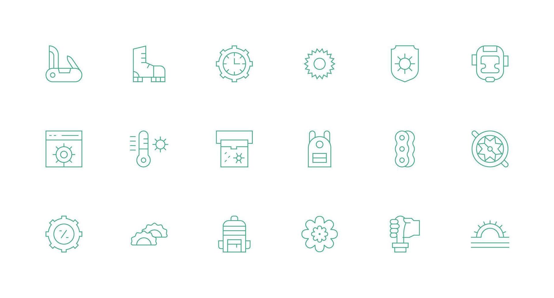 18 Minimal Line Style Icons from Gear Collection Interface Icon Collection for Daily Projects vector