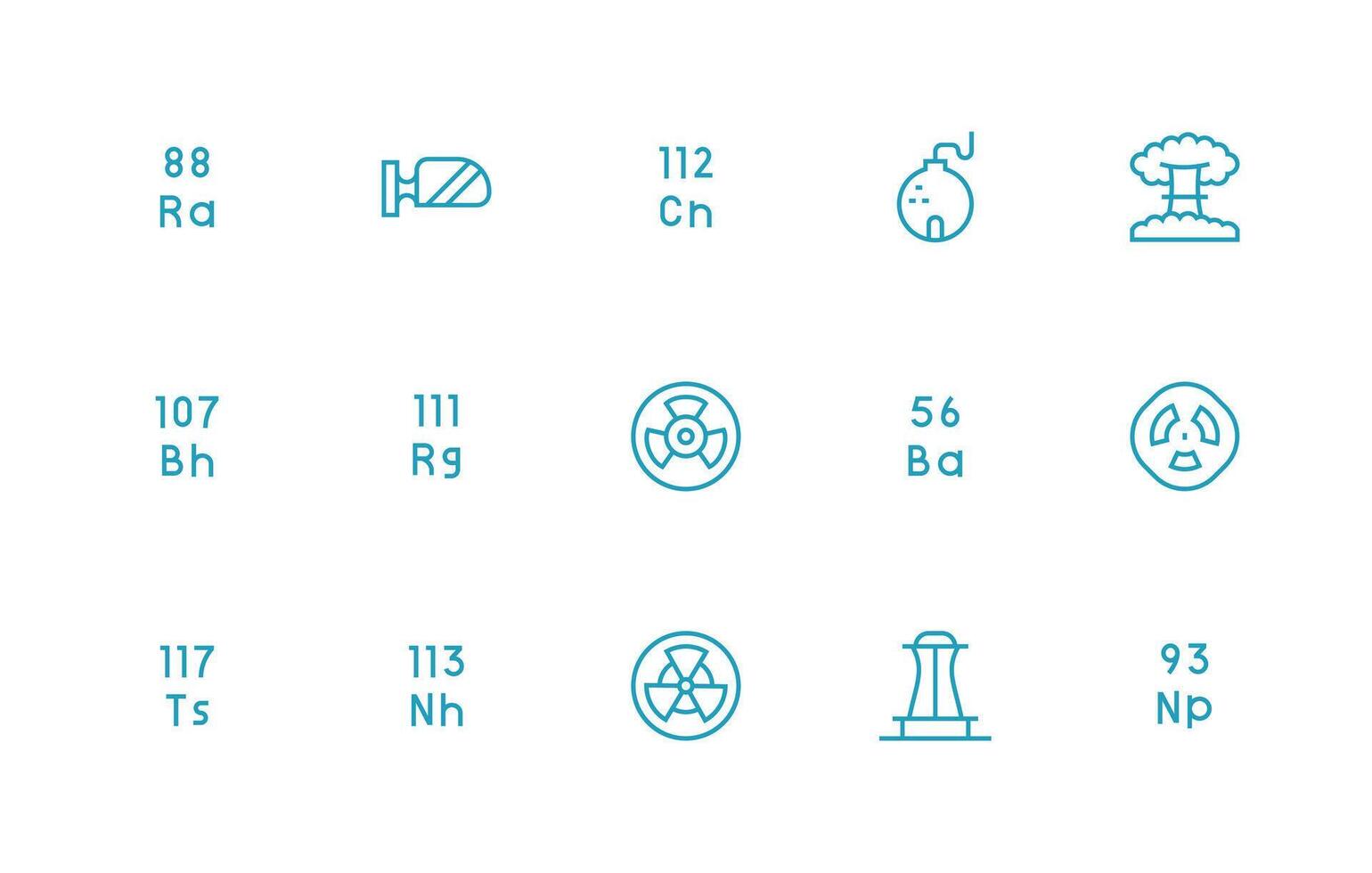 Nuclear Icon Set with 15 Regular Line Graphics Core Icon Collection for Daily Tasks vector