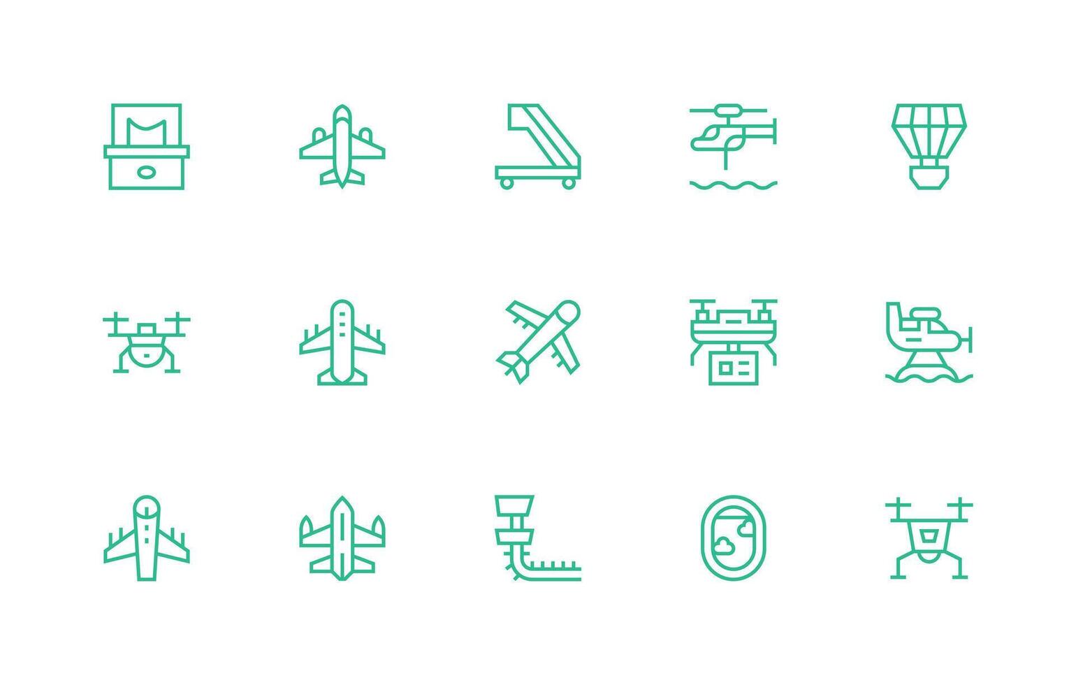 Regular Line Icons from Aircraft Set with 15 Vectors Icon Set for Apps