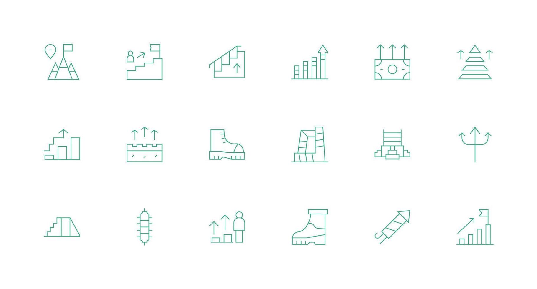 Climb Icon Set with 18 Minimal Line Graphics UI Icon Set vector