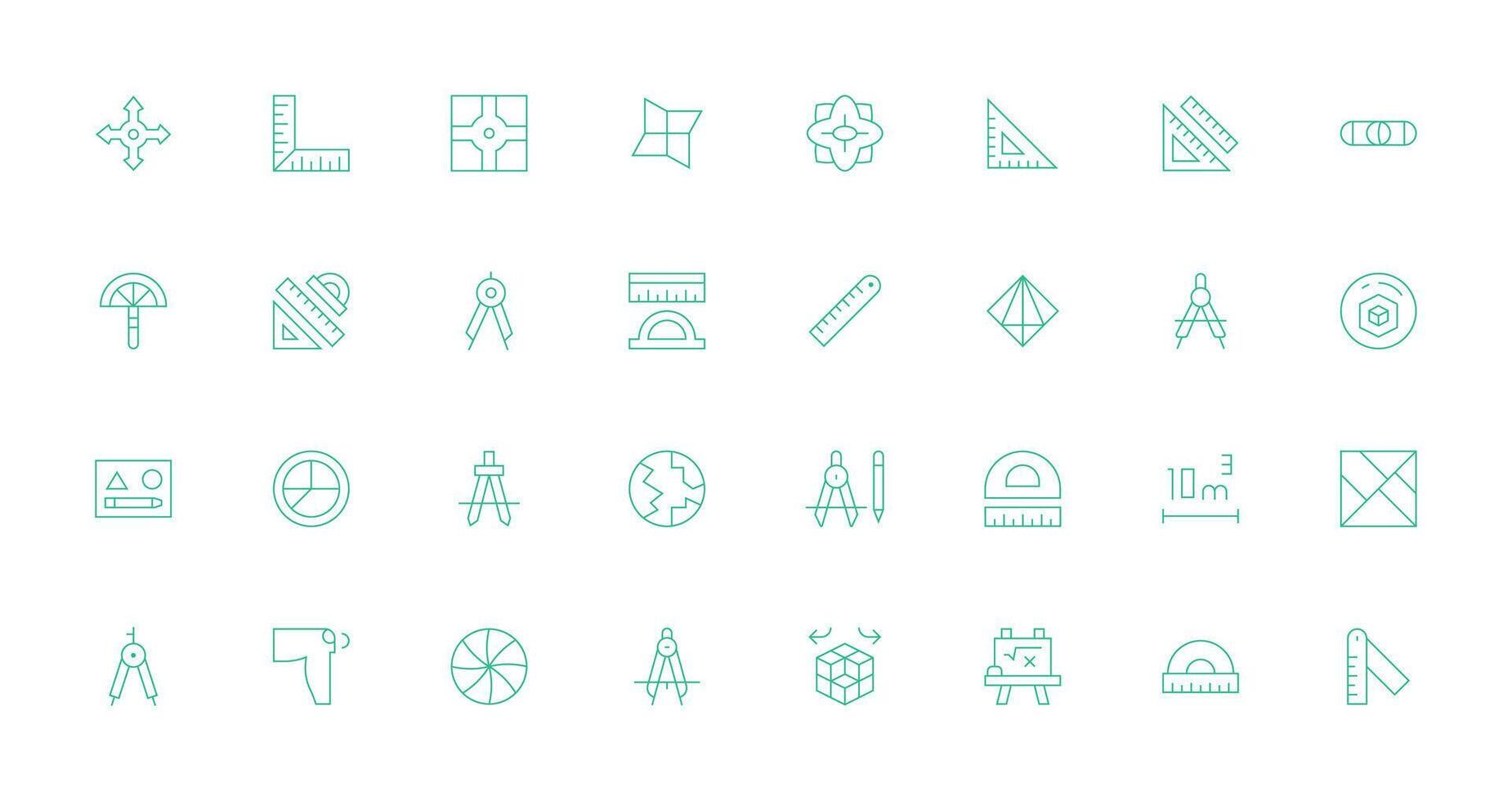 Geometry Set with 32 Thin Line Icons Minimal Icon Pack vector