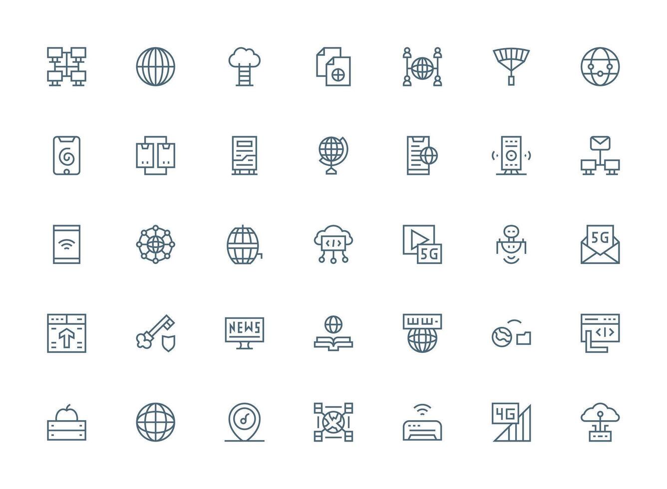 35 Icons for Internet in Regular Clean Line Format General Use Icon Pack vector