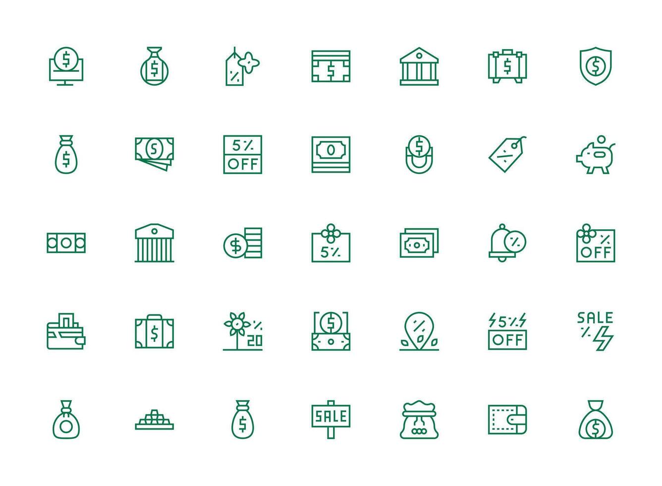 35 Icons for Savings in Regular Clean Line Format Fully Editable Icon Set for Web vector