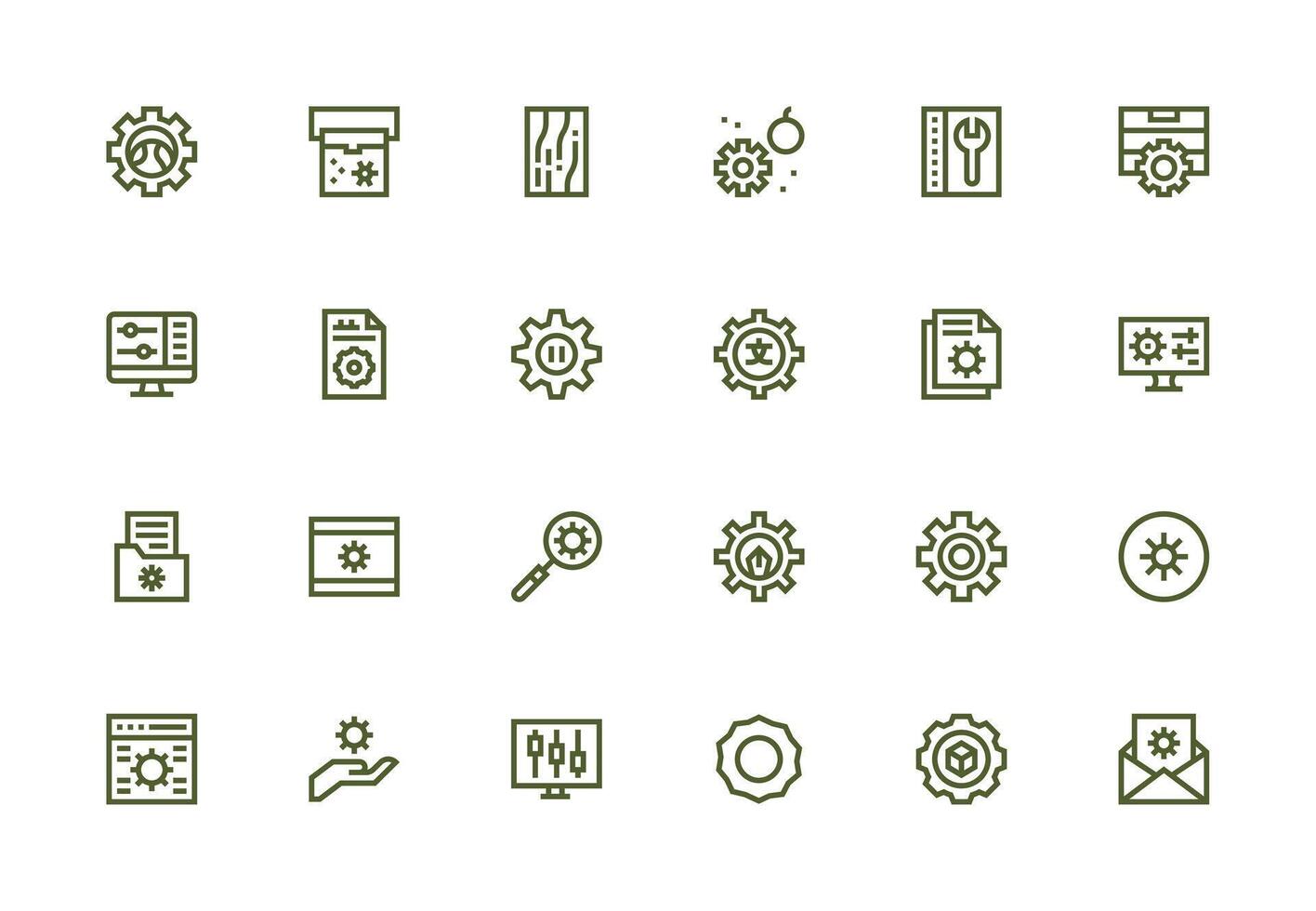 parámetros presentando 24 íconos en grueso línea línea diseño multi-estilo icono colección vector