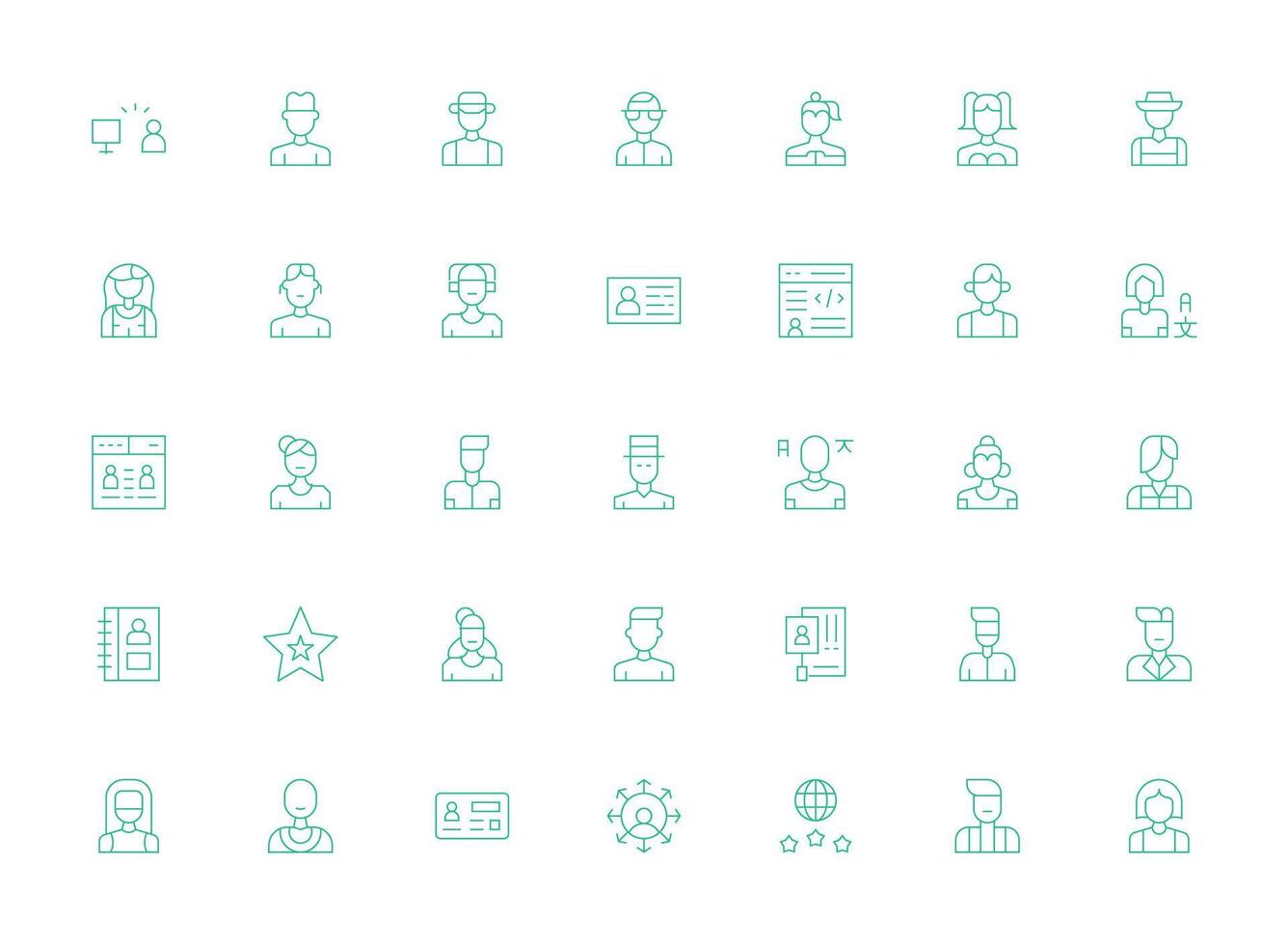 35 Icons for Client in Light Line Format Clean Icon Collection for Web Use vector