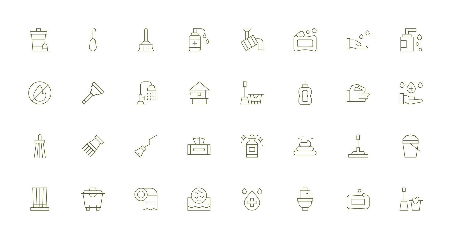 32 Thin Line Icons for Sanitation Graphics Simple Icons for Interface and Wireframes vector