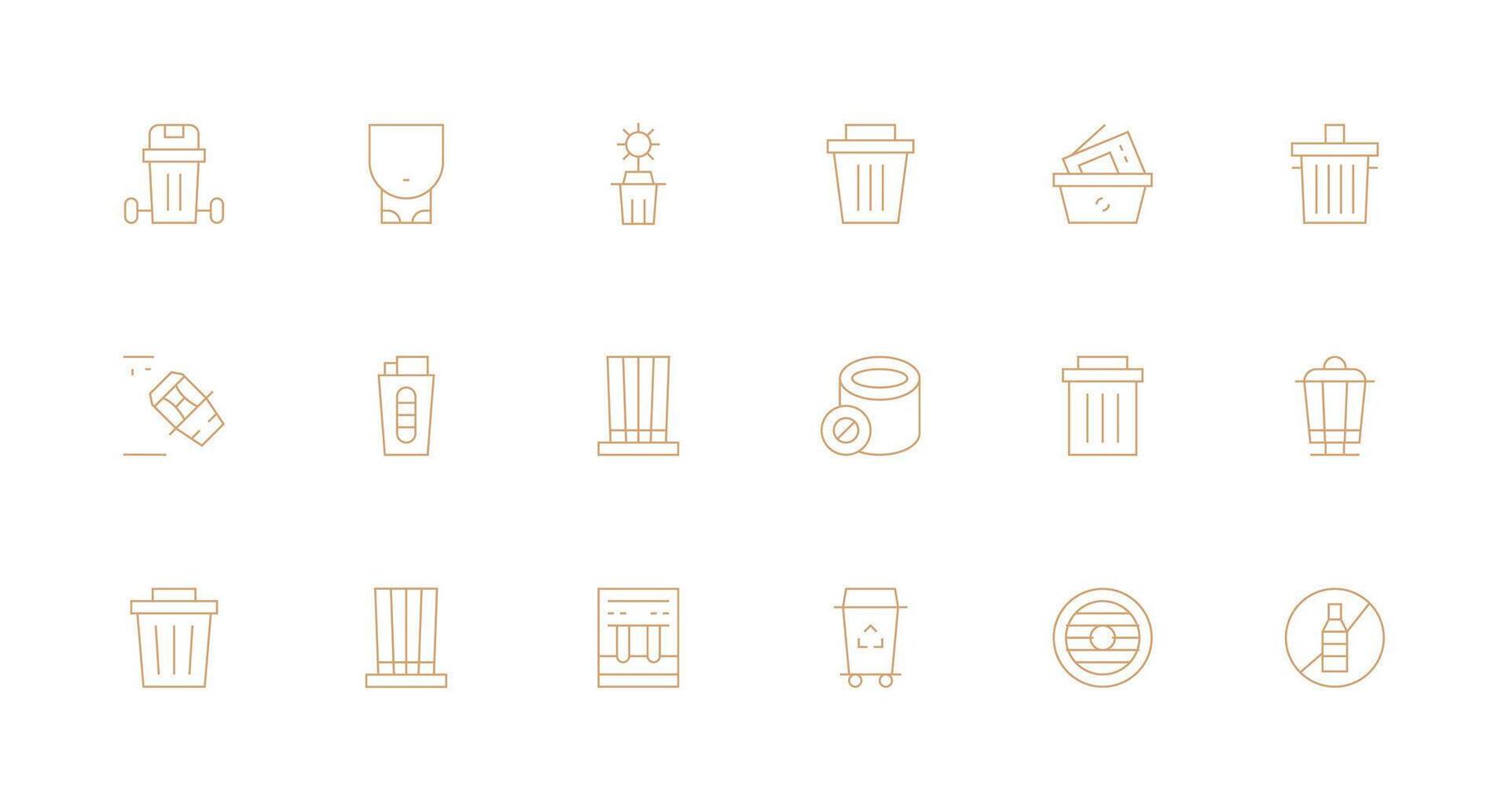 Recycle Design Icons featuring 18 in Minimal Line Style Icon Set for Apps vector