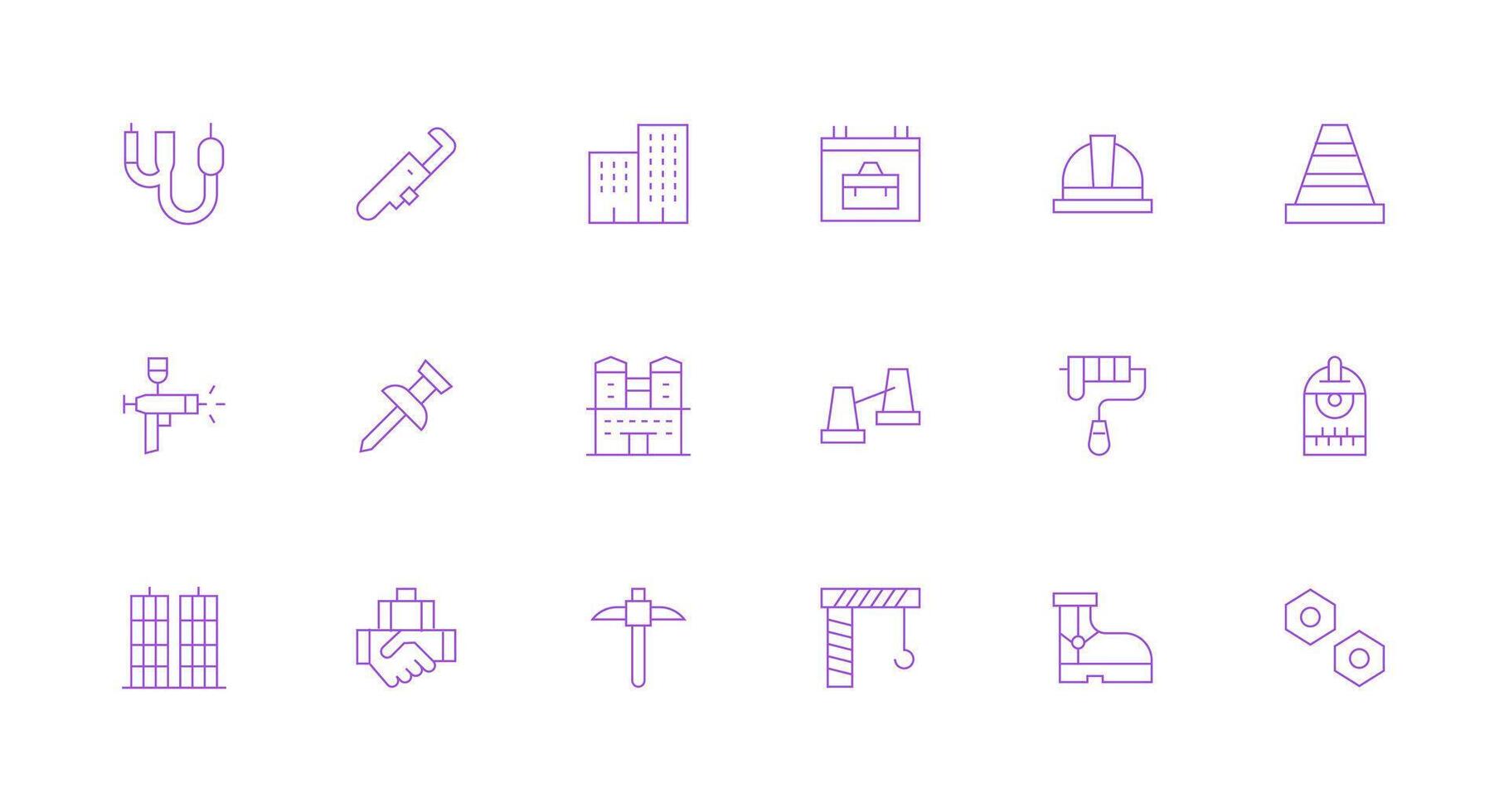 18 Minimal Line Style Icons from Construction Collection All Device Compatible Icon Set vector