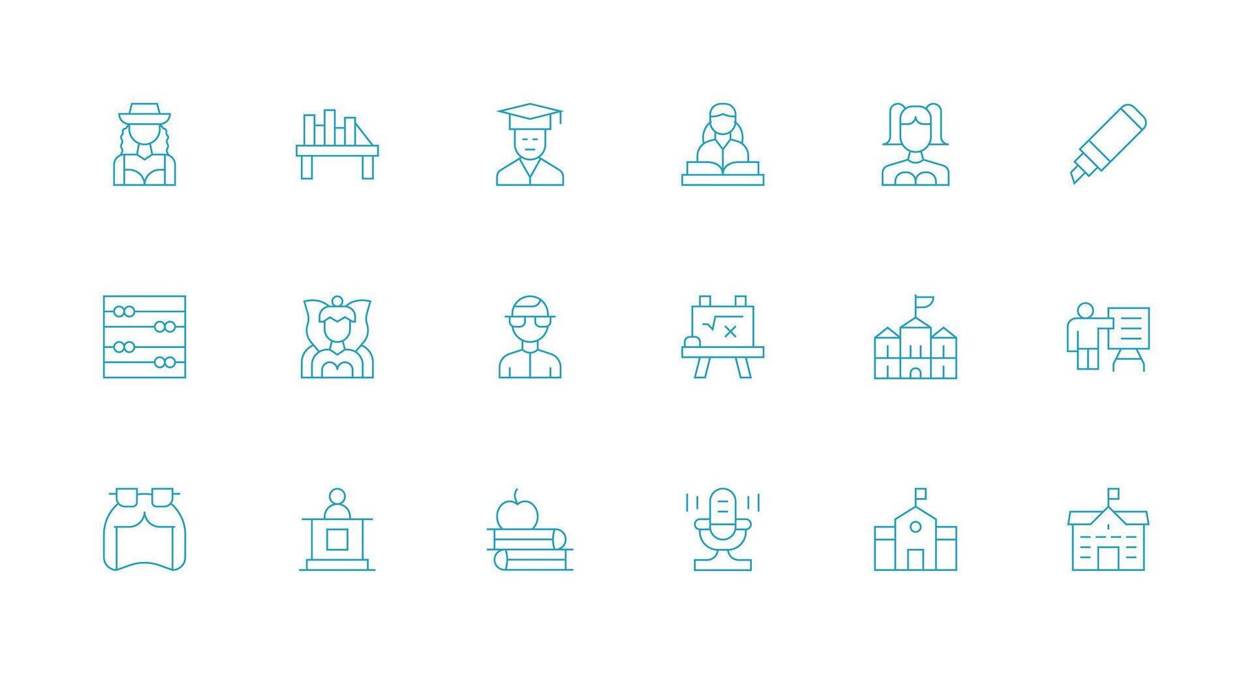 18 Teacher Icons in Minimal Line Aesthetic Scalable Icons for Cross-Platform Interfaces vector