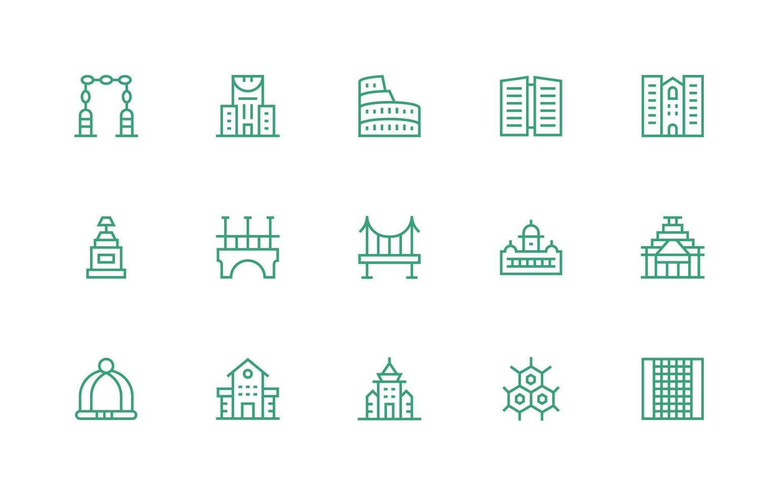 15 Icons for Architecture in Regular Line Format Functional Icon Series vector