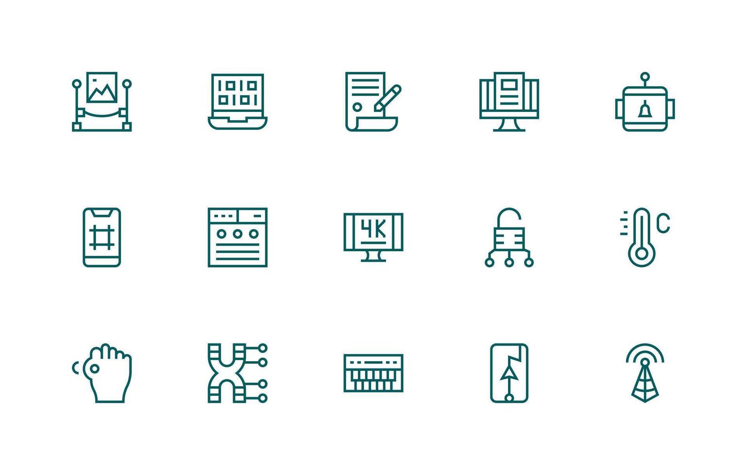 Digital including 15 Regular Line Illustrations Balanced Icon Set for Functional Design vector