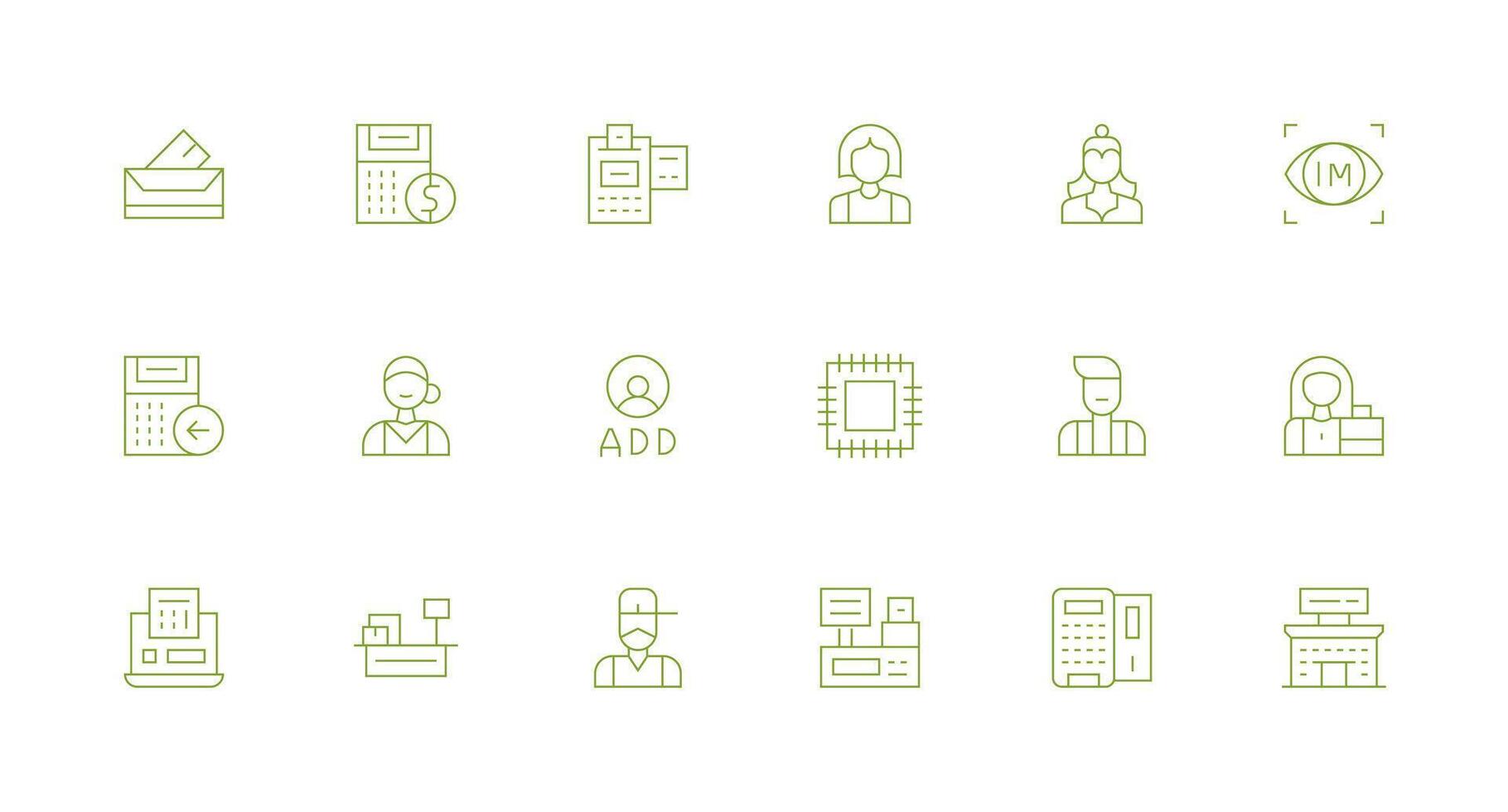 Register Icon Set with 18 Minimal Line Graphics Sharp Icons for Presentations vector