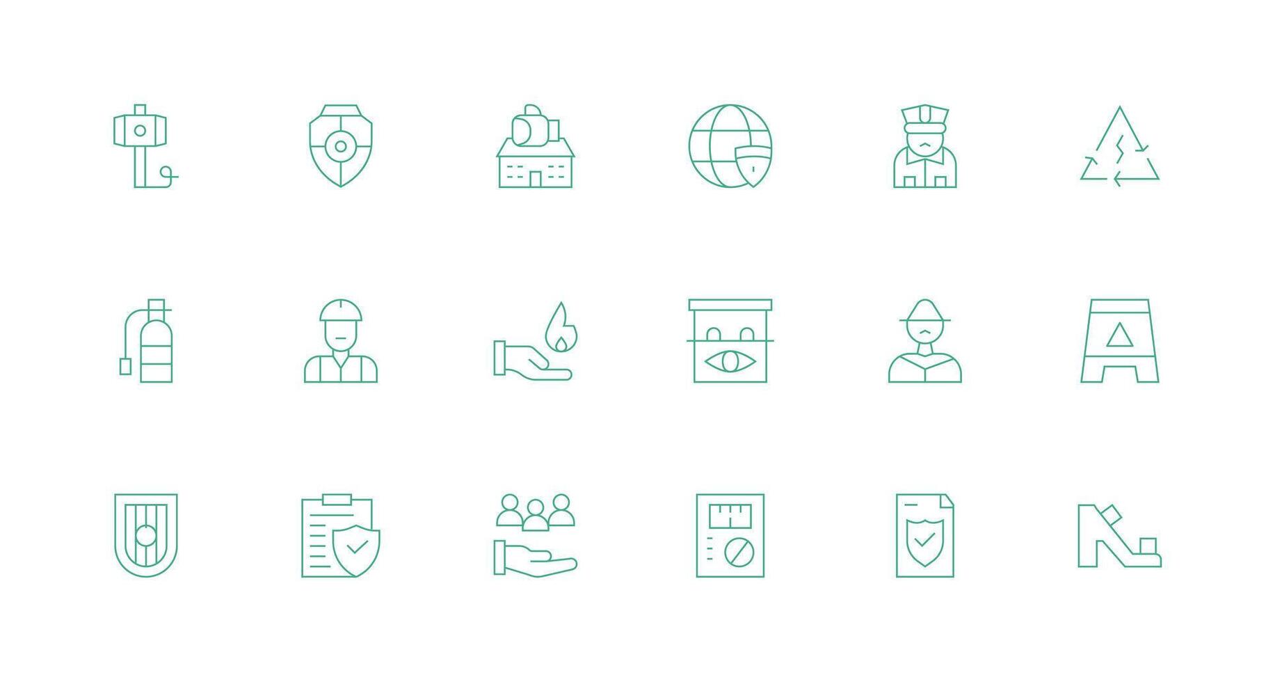 Safety Design Icons featuring 18 in Minimal Line Style Interface Icon Collection vector