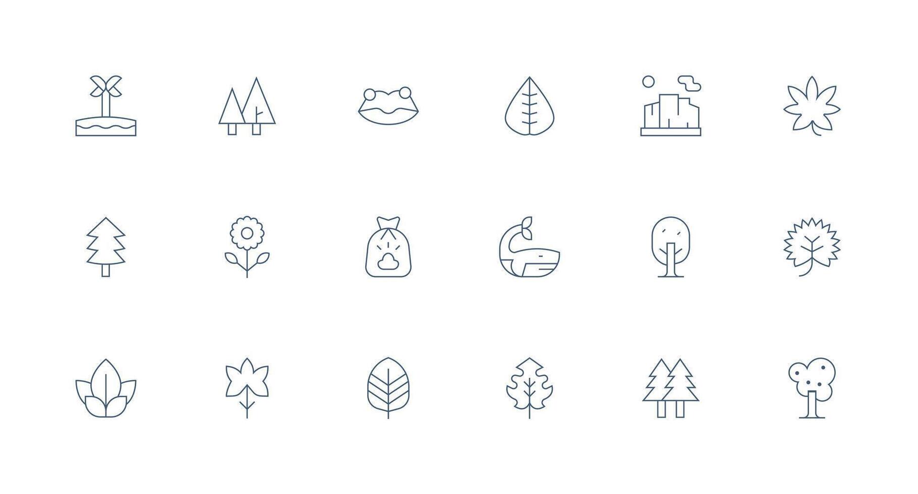 Ecology Design Icons featuring 18 in Minimal Line Style Interface Icon Collection vector