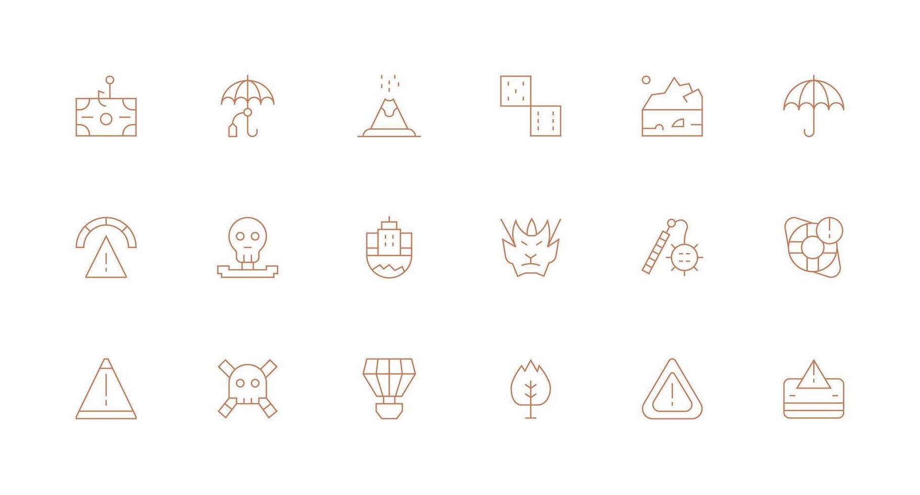 Risk Visual Pack containing 18 Minimal Line Icons Web Icon Collection vector