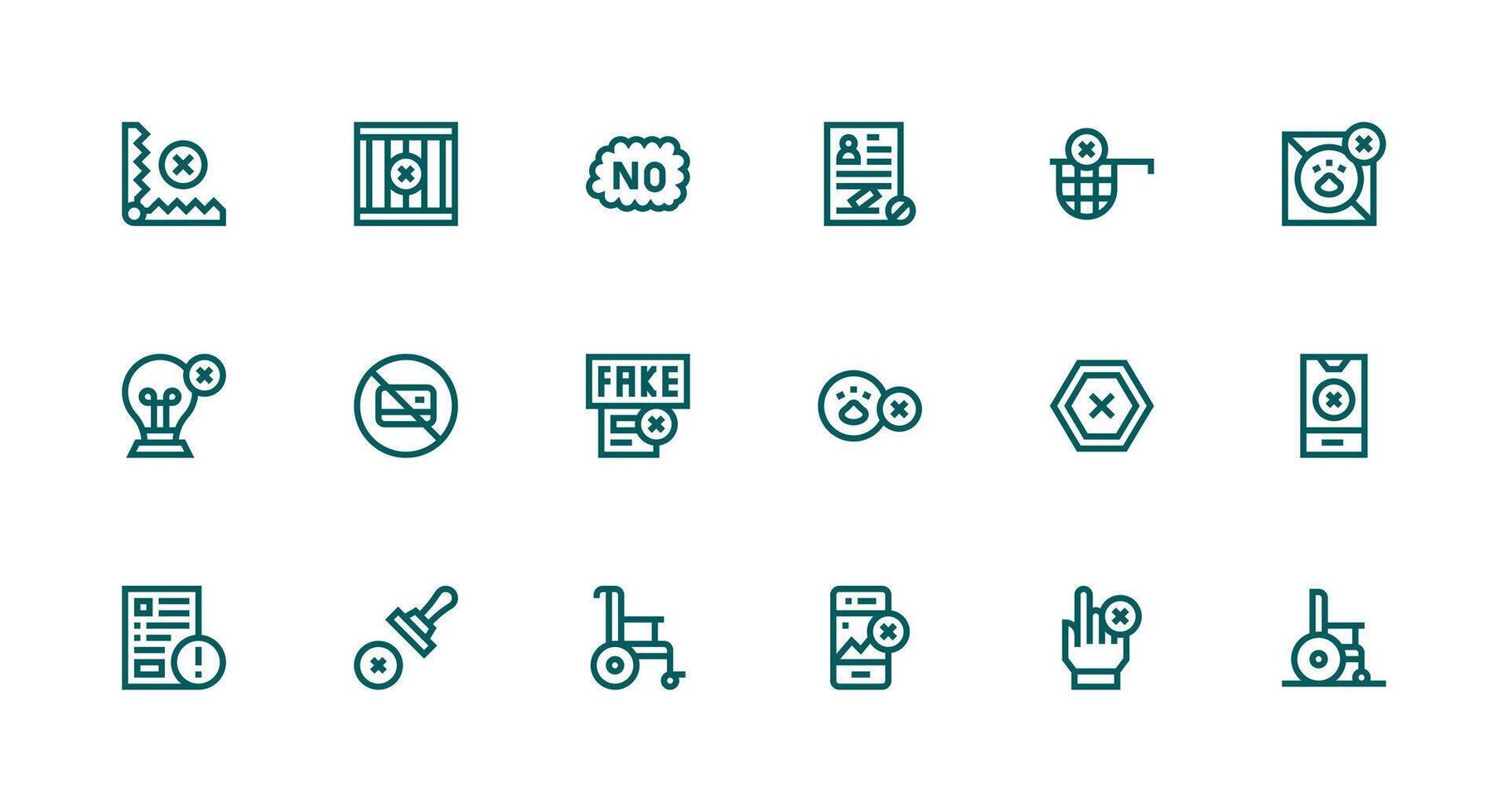 Strong Stroke Line Style Invalid Icons with 18 Vectors UI and UX Focused Icon Collection