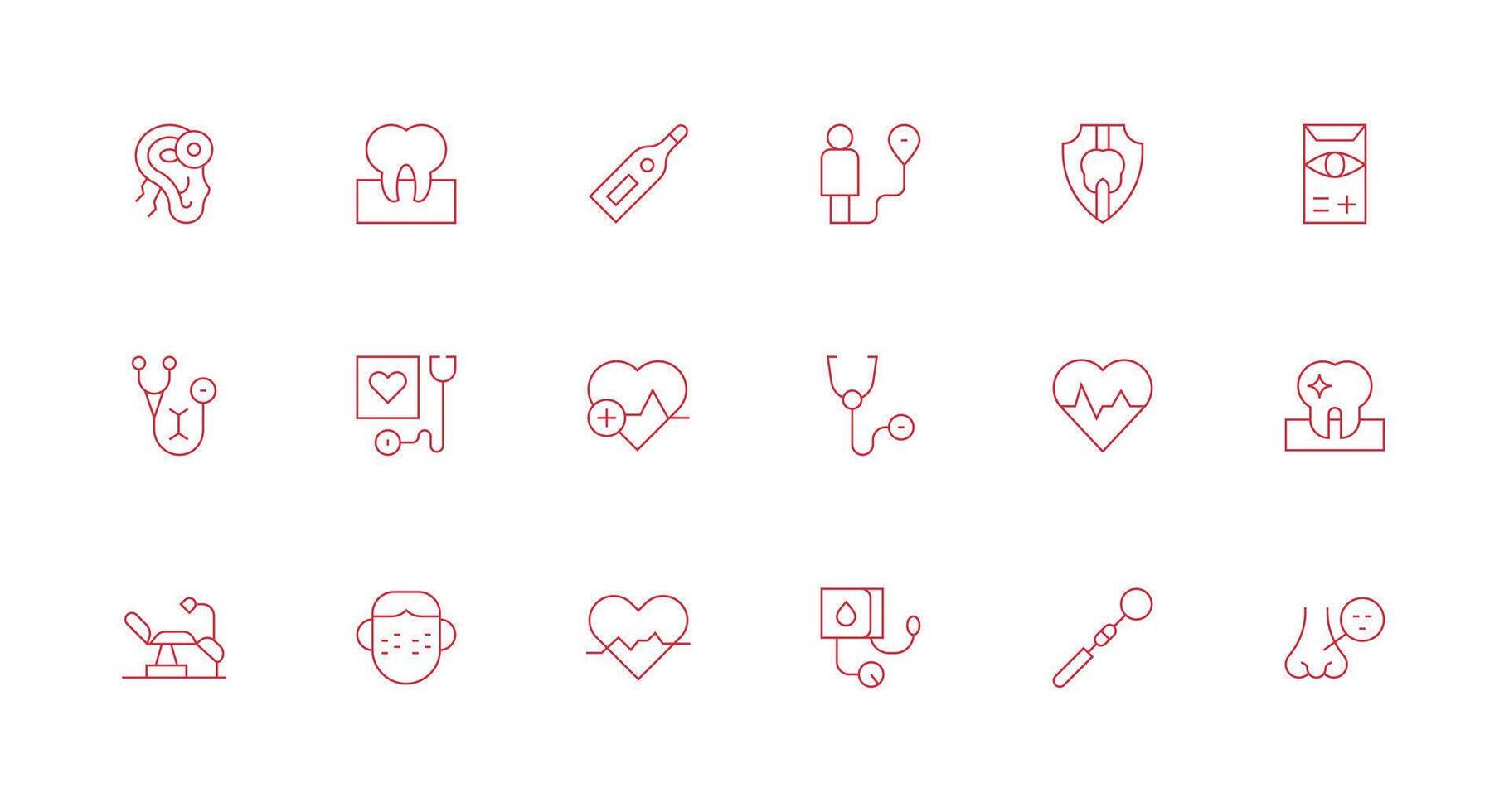 18 Minimal Line Style Icons from Checkup Collection General Use Icon Pack vector