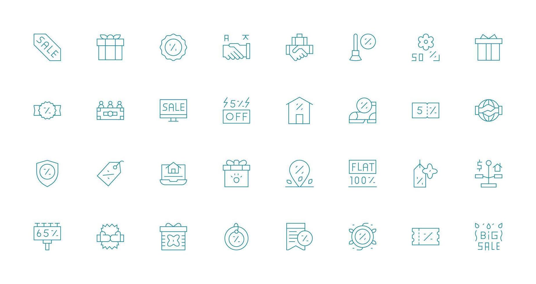 32 Icons for Deal in Thin Line Format Icon Pack for UI vector