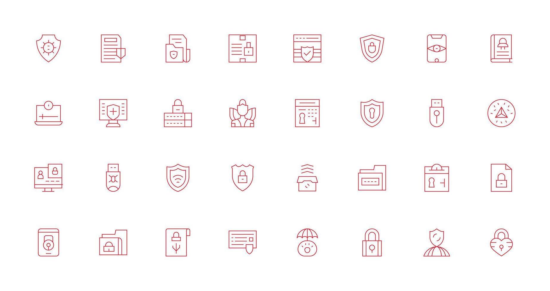 Encryption featuring 32 Icons in Thin Line Design Style Icon Set vector