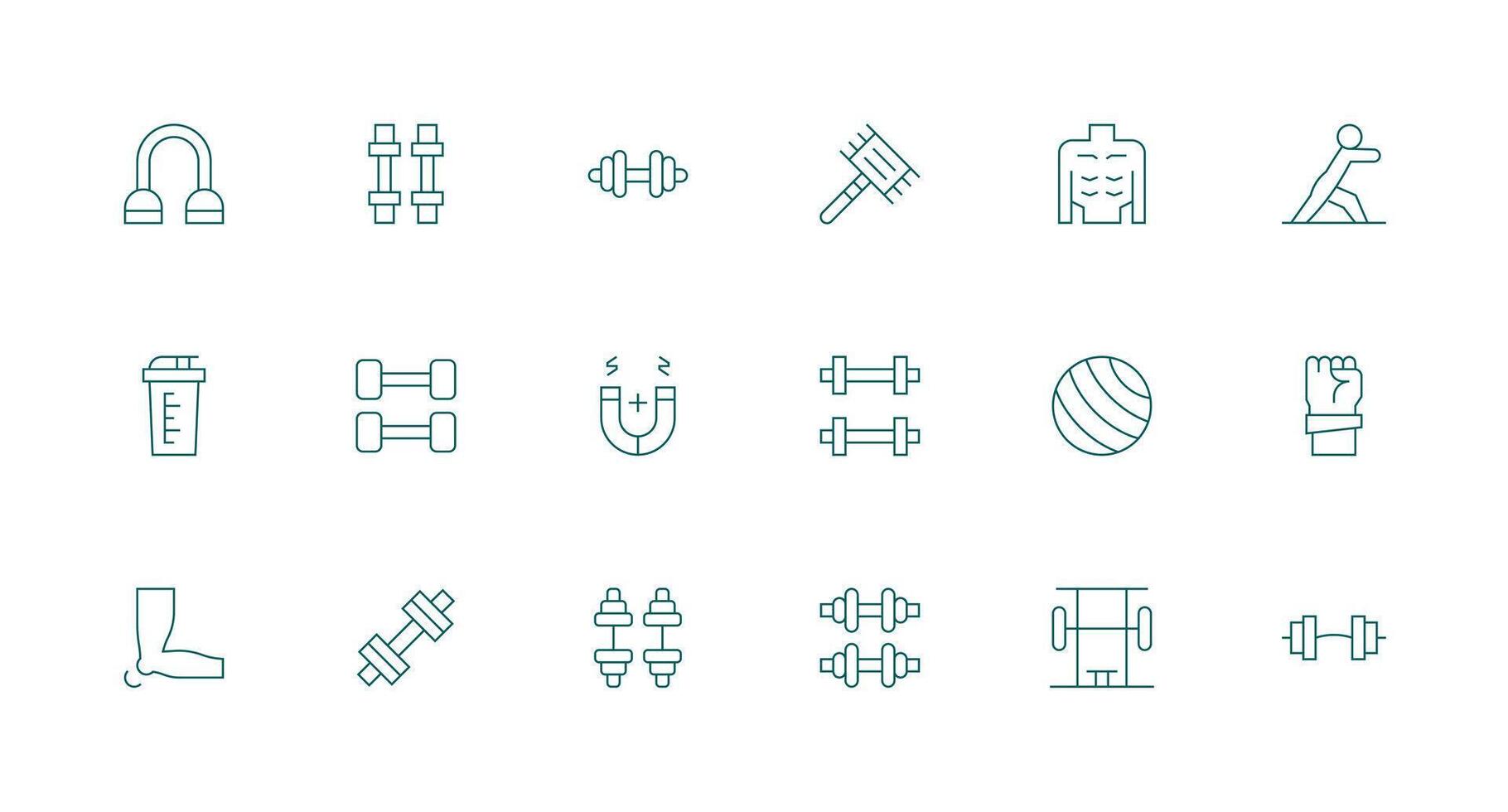 Muscle Icon Set with 18 Minimal Line Graphics Flexible Icon System for Web Interfaces vector