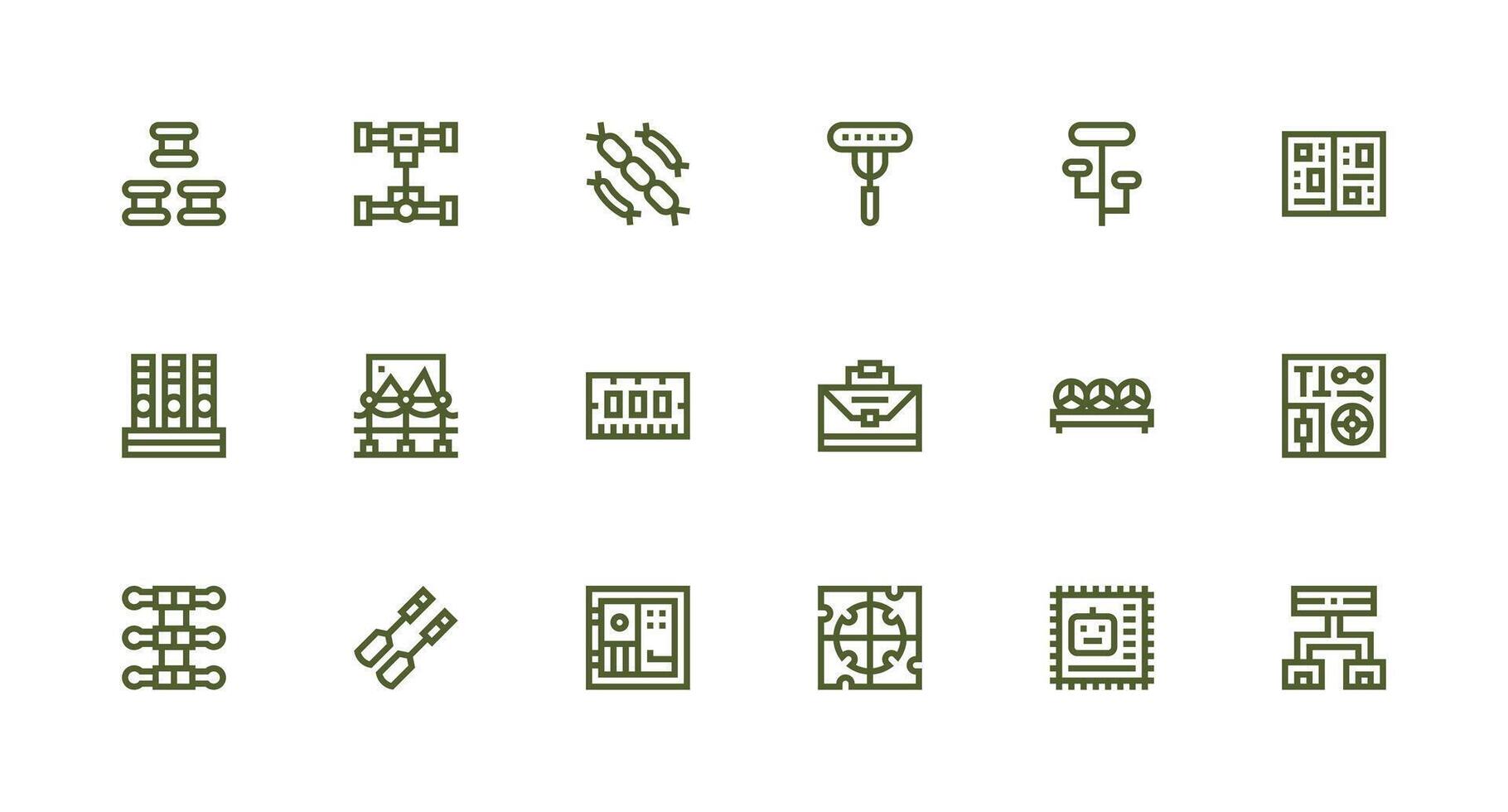 18 Strong Stroke Line Icons for Components Graphics Quick Access Icons for UI Development vector