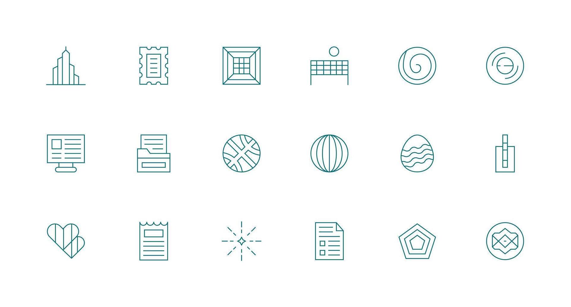 18 Lines Icons in Minimal Line Aesthetic Clean Icon Collection for Web Use vector