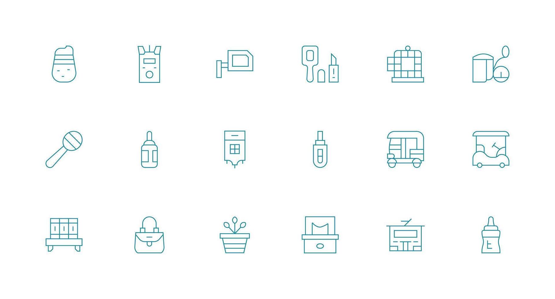 Small Set with 18 Minimal Line Icons Clear and Concise Icon Set Collection vector