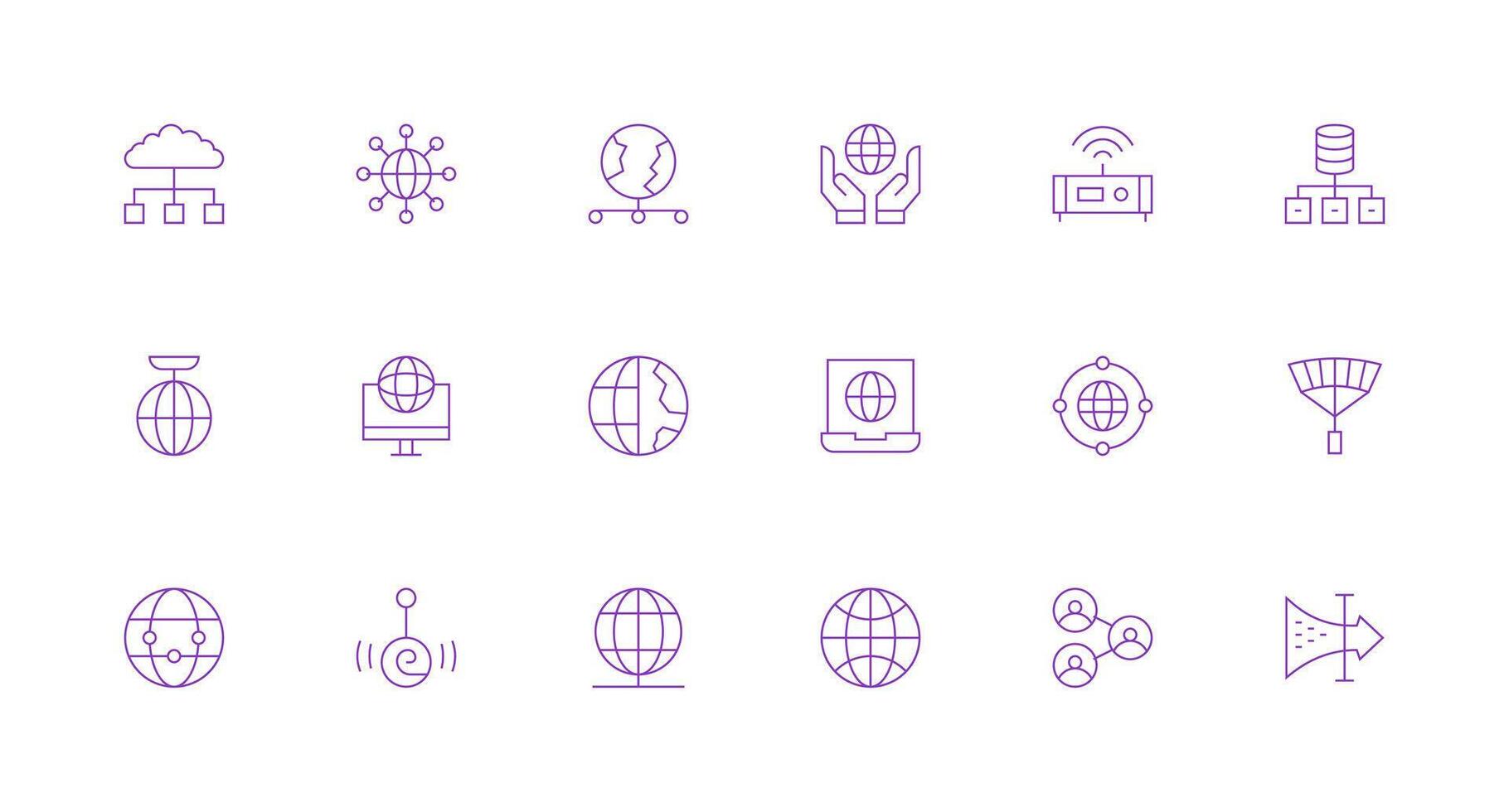 Network Connection Set with 18 Minimal Line Icons Multi-Style Icons for Creative Projects vector